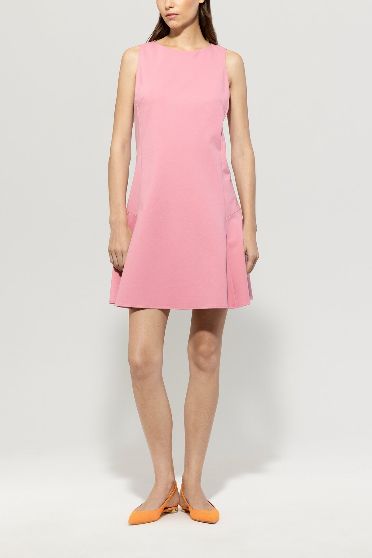 Minikleid aus Punto-Milano - cherry blossom - lange Version | Model Front