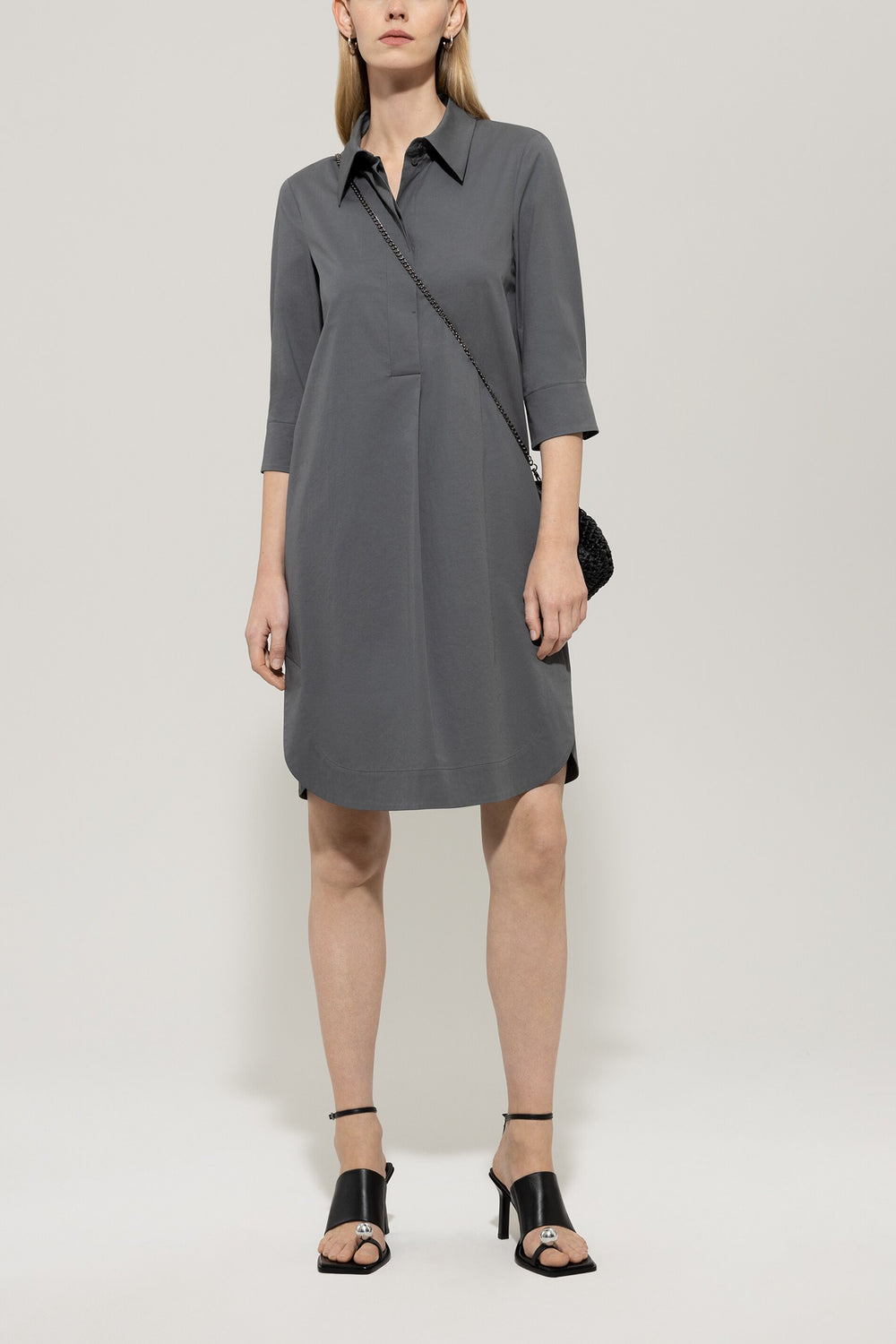 Robe-chemise en gabardine - cool grey - Standard