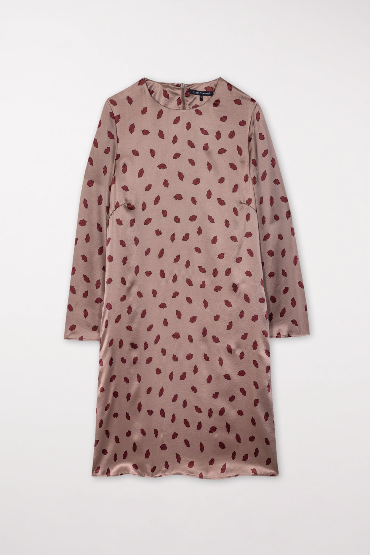Seidenkleid mit Lips-Print - mushroom - Standard | Artikel Front