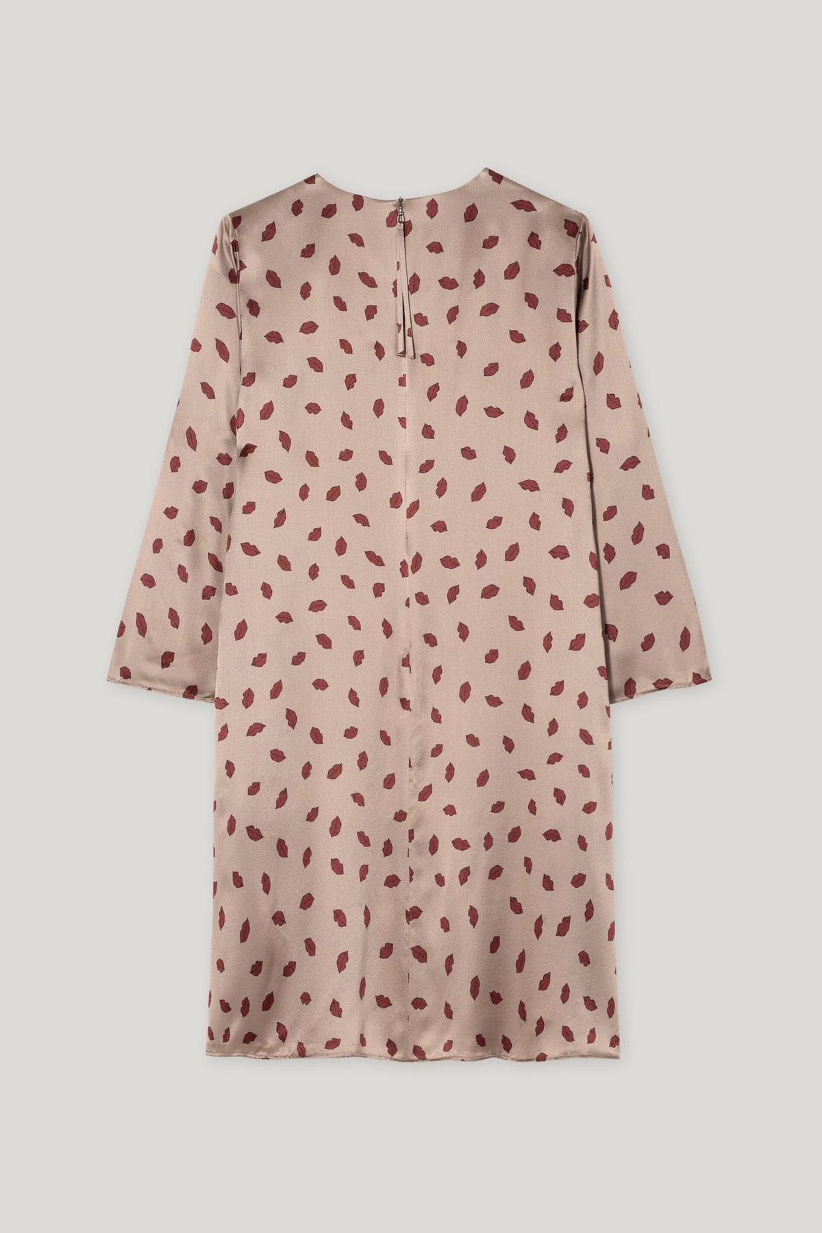 Seidenkleid mit Lips-Print - mushroom - lange Version | Artikel Rück