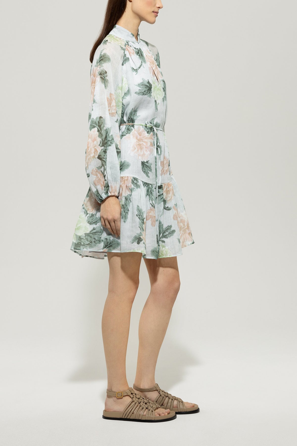 Ramie-Kleid mit Floral-Print - multi - Standard | Model Seite