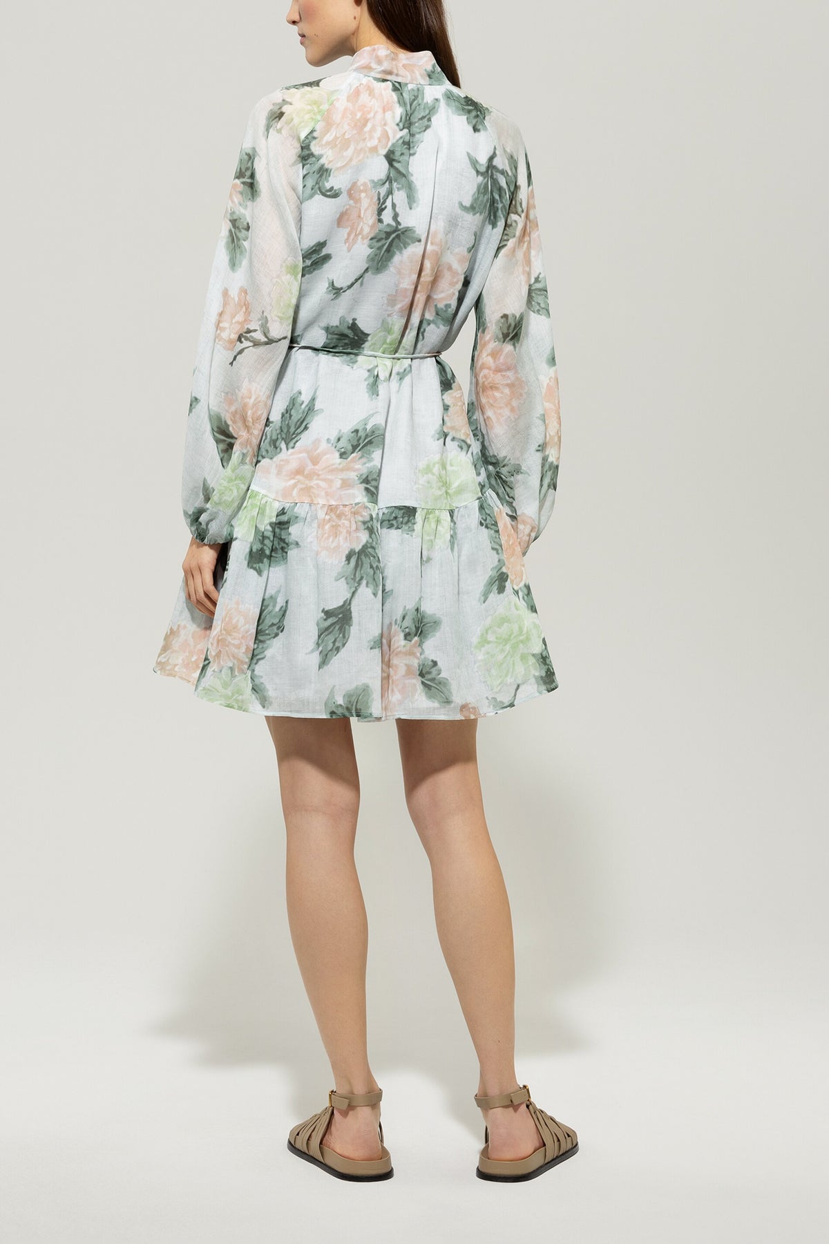 Ramie-Kleid mit Floral-Print - multi - Standard | Model Rück