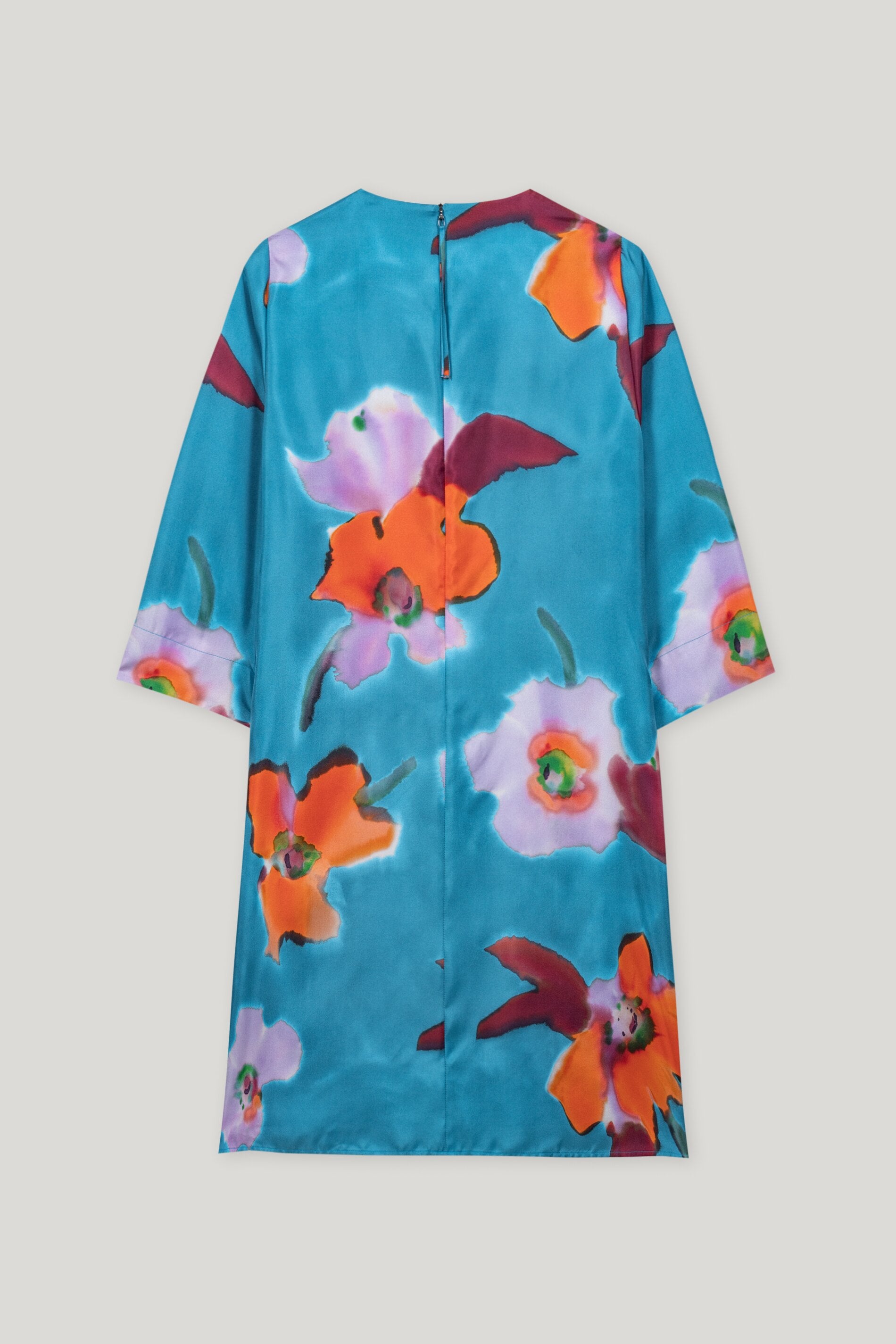 Minikleid mit Hibiskus-Print - multi - lange Version | Artikel Rück