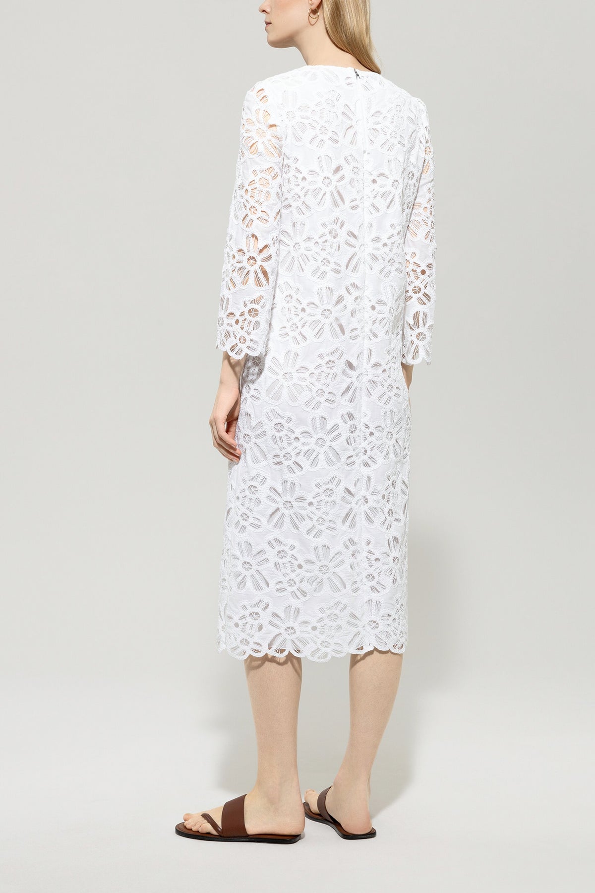 Crochet-Midikleid - bleached white - Standard | Model Rück