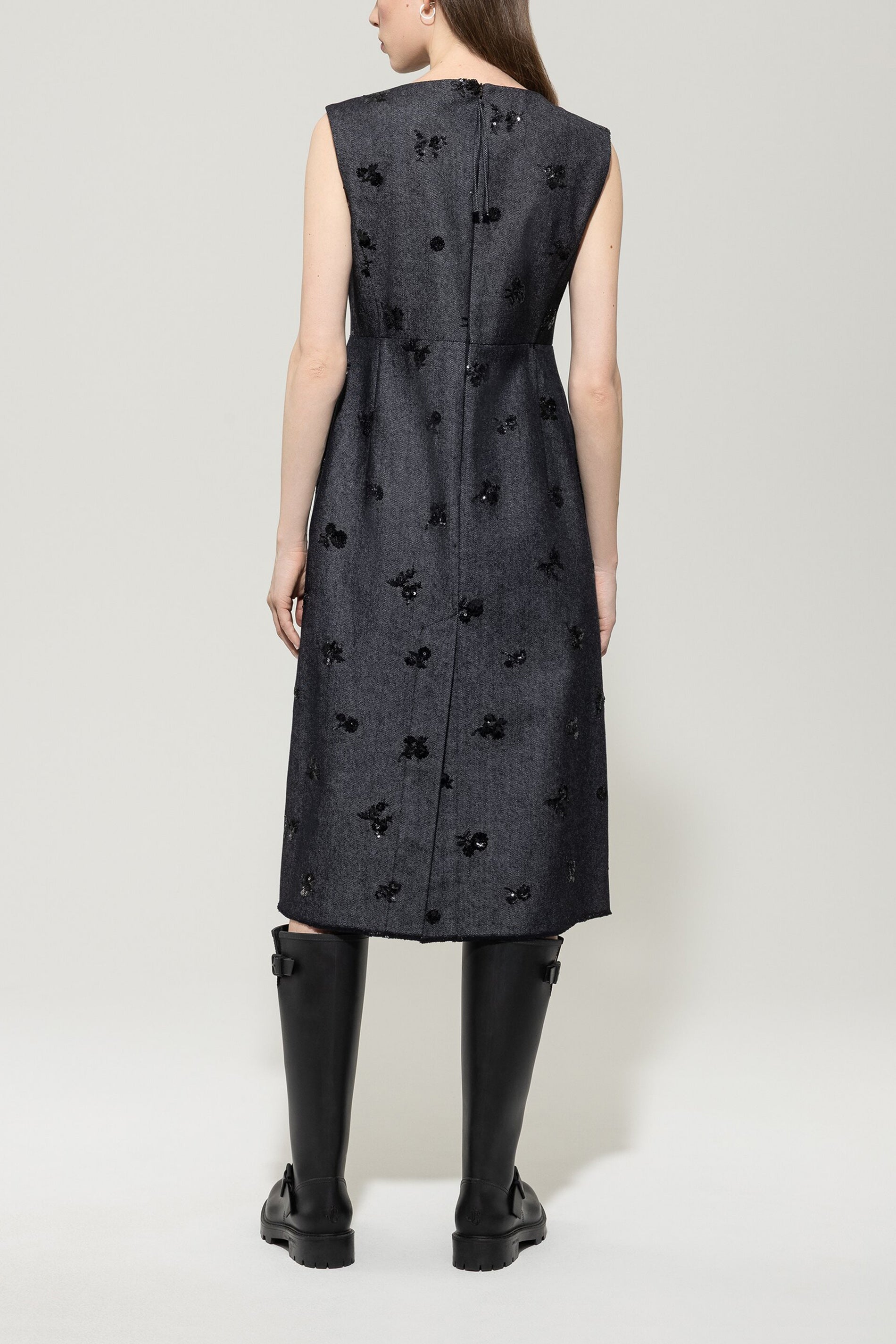 Pailletten-Denim-Kleid - dark denim blue - Standard | Model Rück