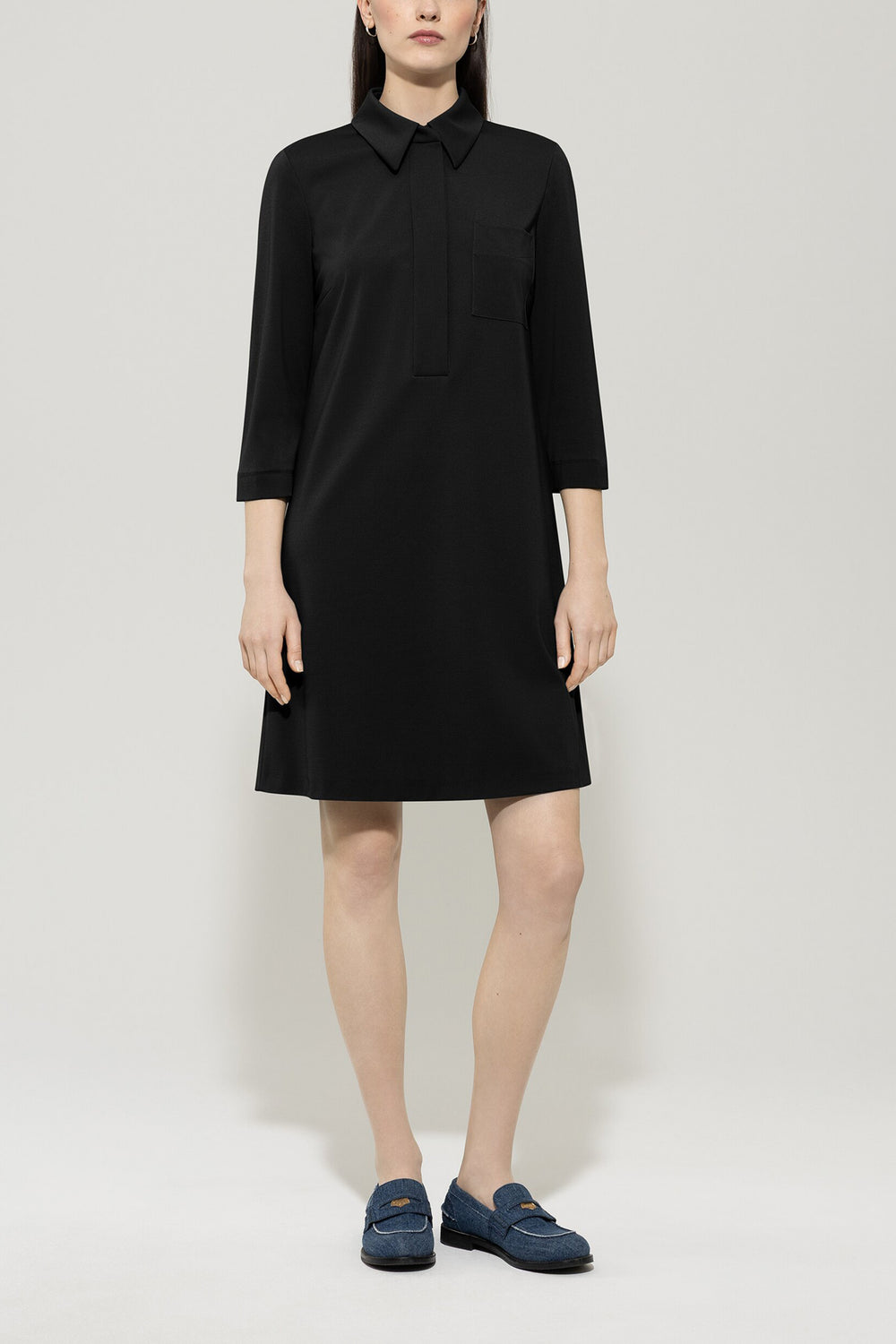 Polo dress made from Punto-Milano - deep black - Standard
