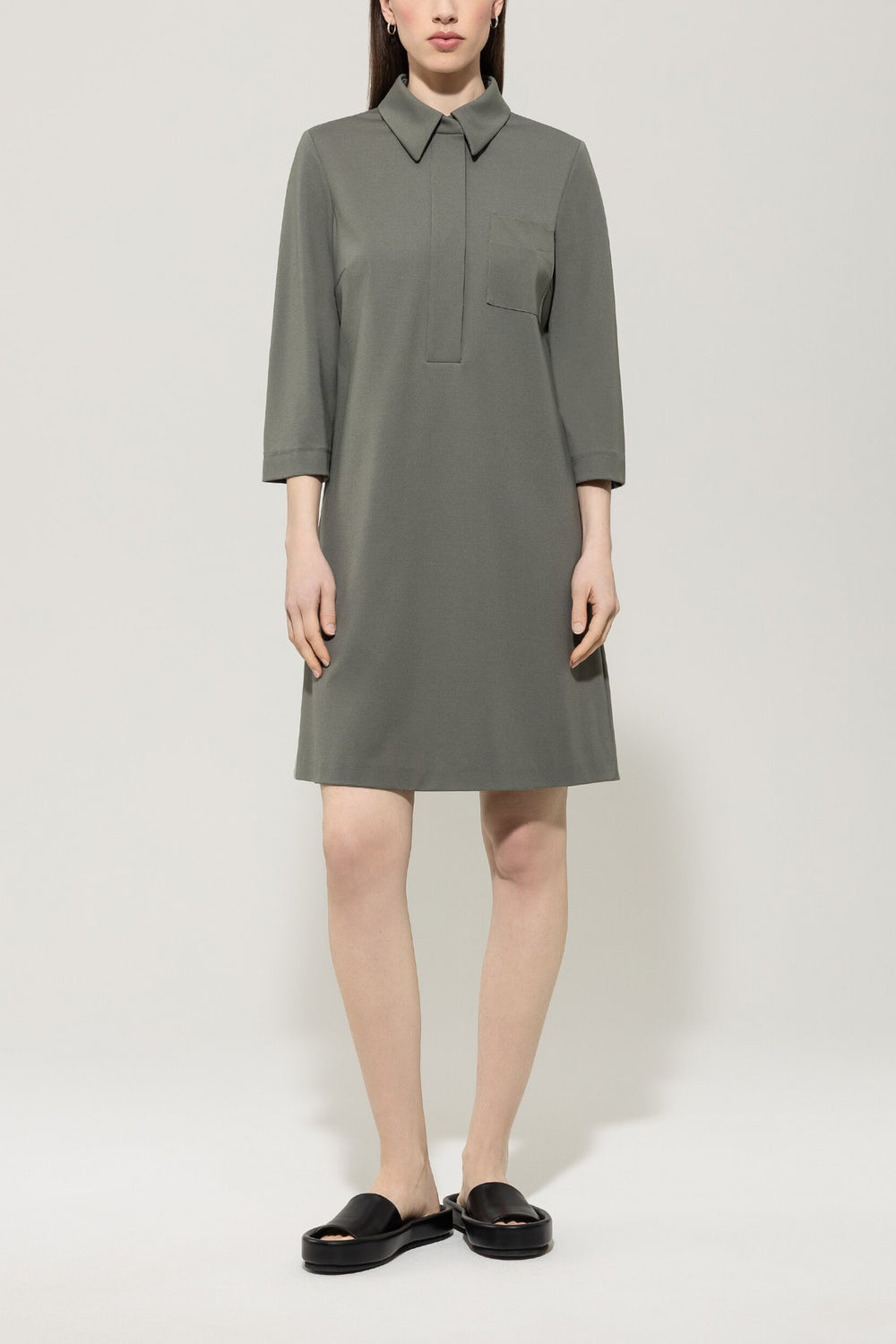 Polo dress made from Punto-Milano - cool khaki - Standard