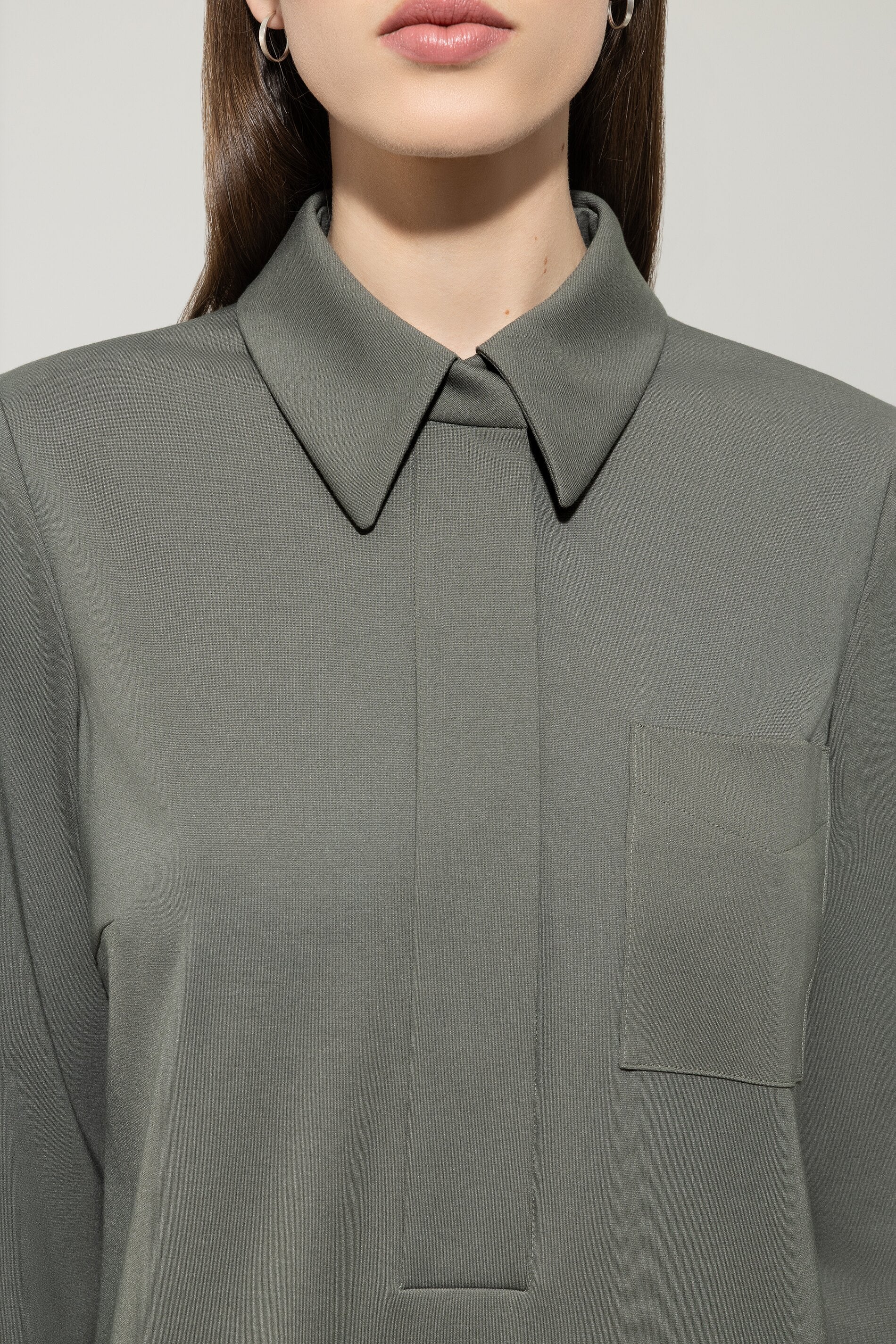 Polokleid aus Punto-Milano - cool khaki - Standard | Model Detail