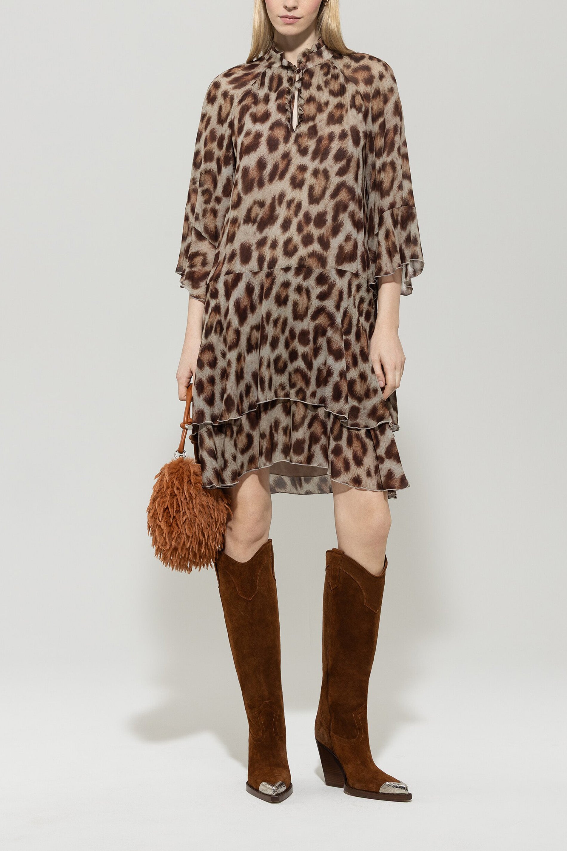 Kleid mit Animal-Print - multi - Standard | Model Front