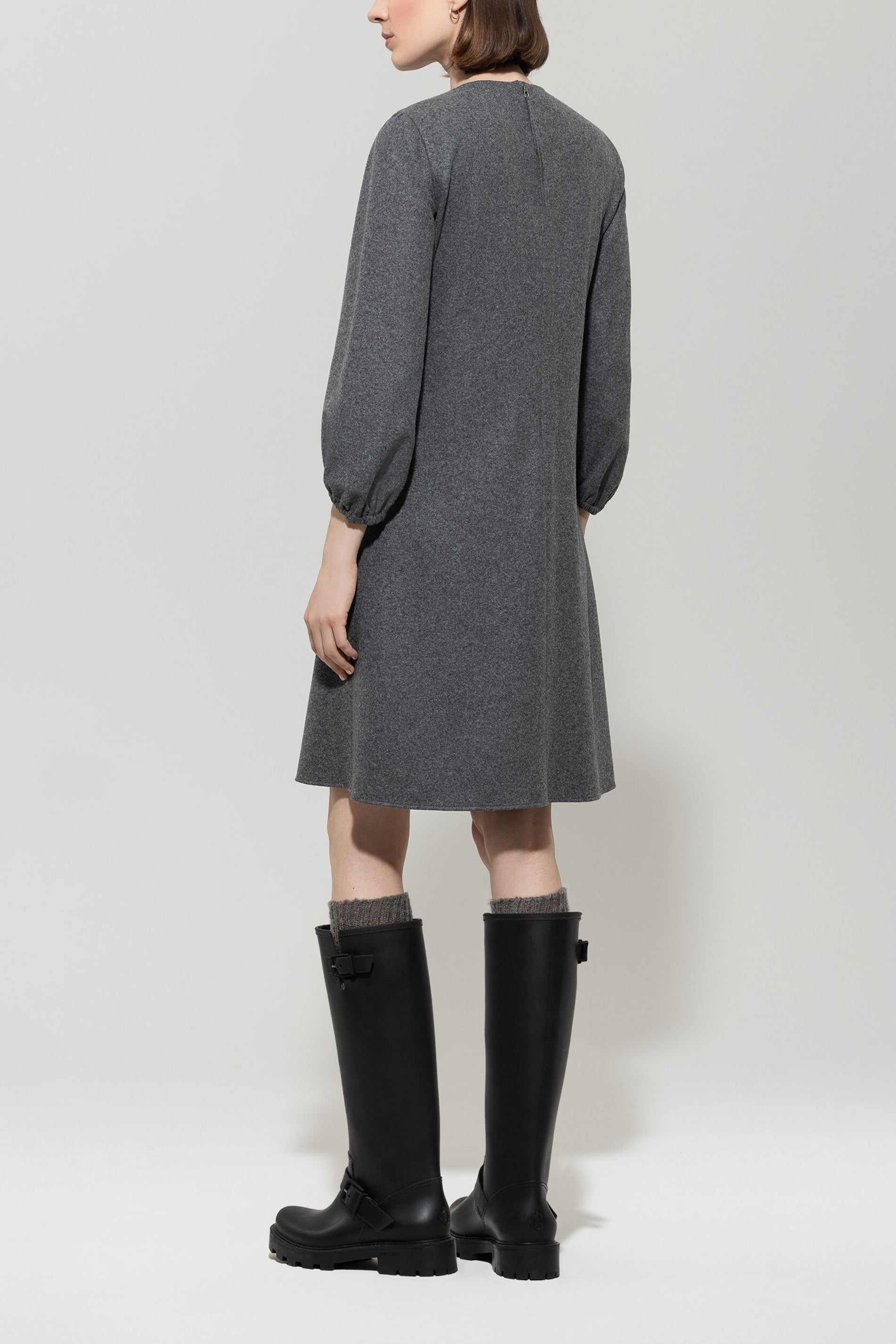 Flanell-Kleid - dark grey melange - Standard | Model Rück