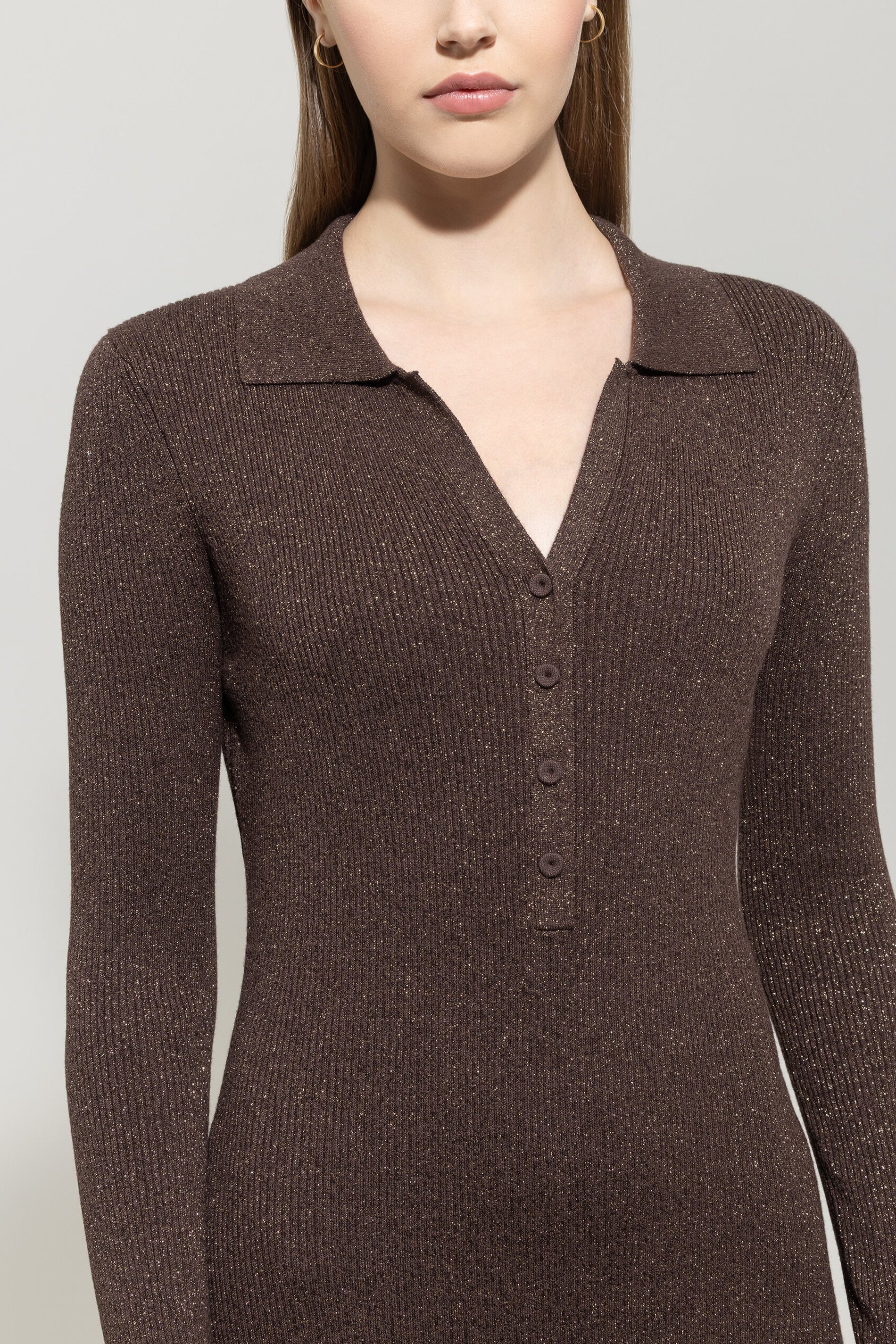 Langarm-Kleid aus Woll-Mix - espresso - Standard | Model Detail