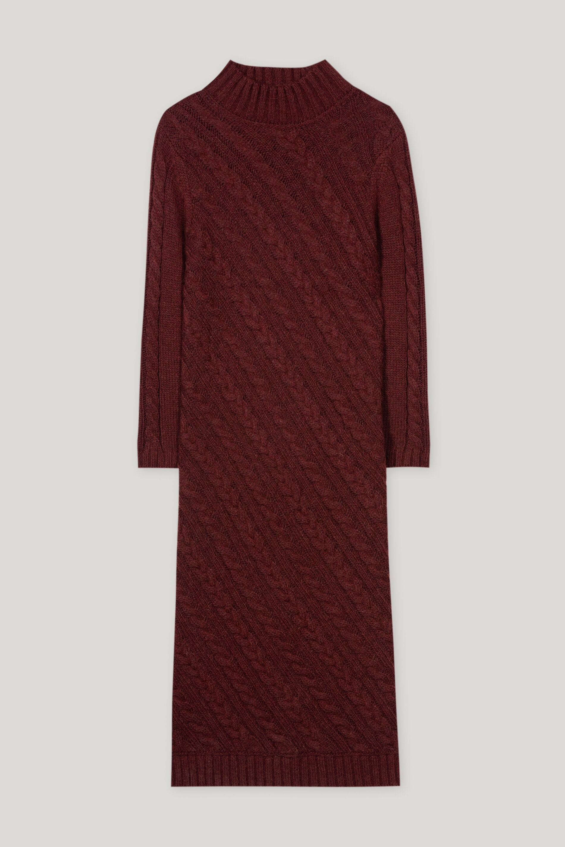 Kleid mit Diagonal-Cable-Knit - berry red - Standard | Artikel Front