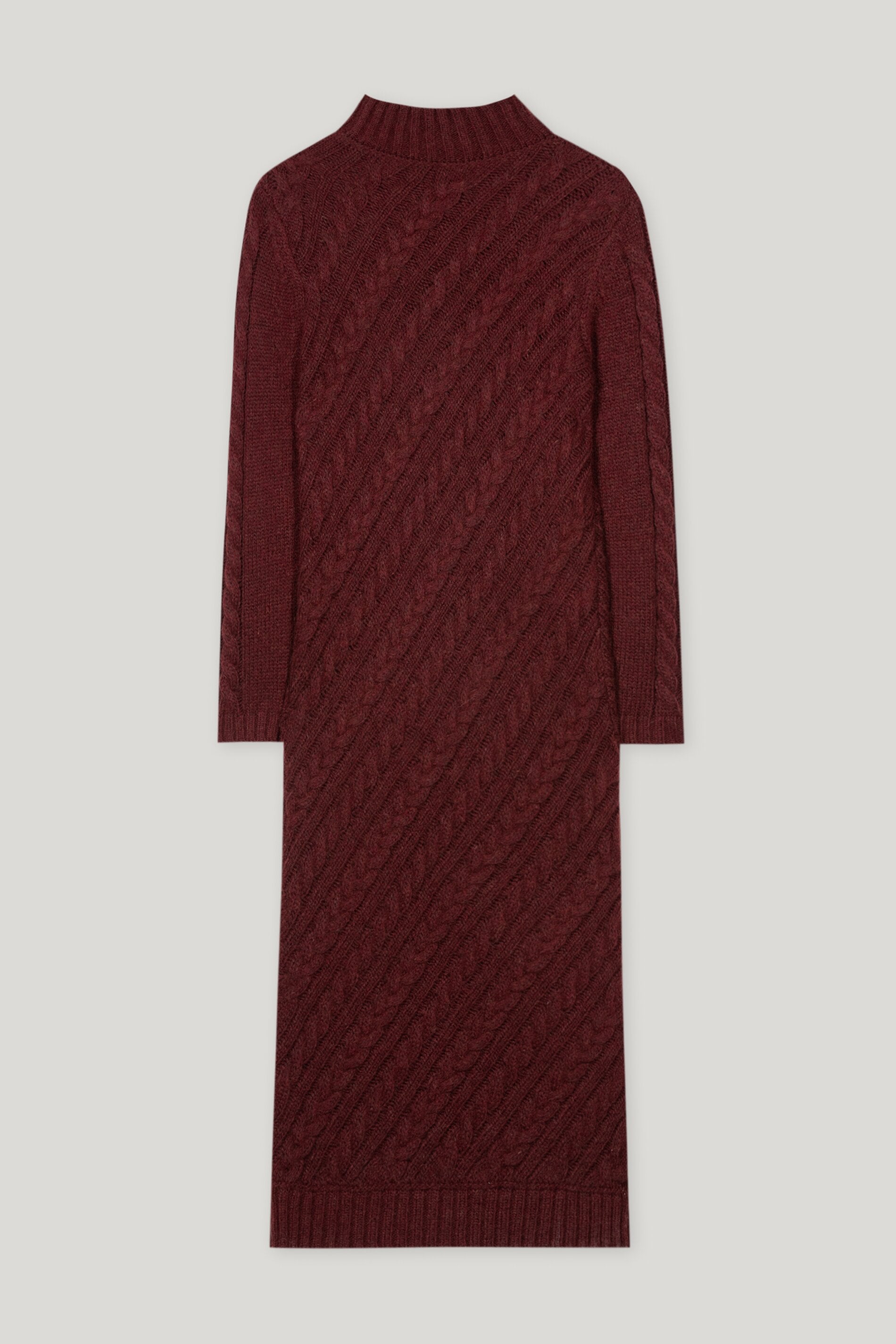 Kleid mit Diagonal-Cable-Knit - berry red - Standard | Artikel Rück