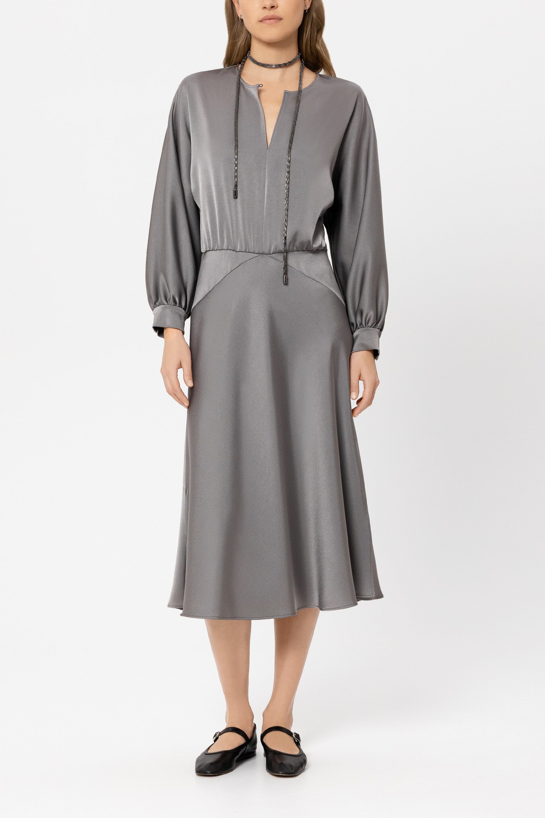 midi dress with kimono sleeves Midi dress with kimono sleeves - platinum