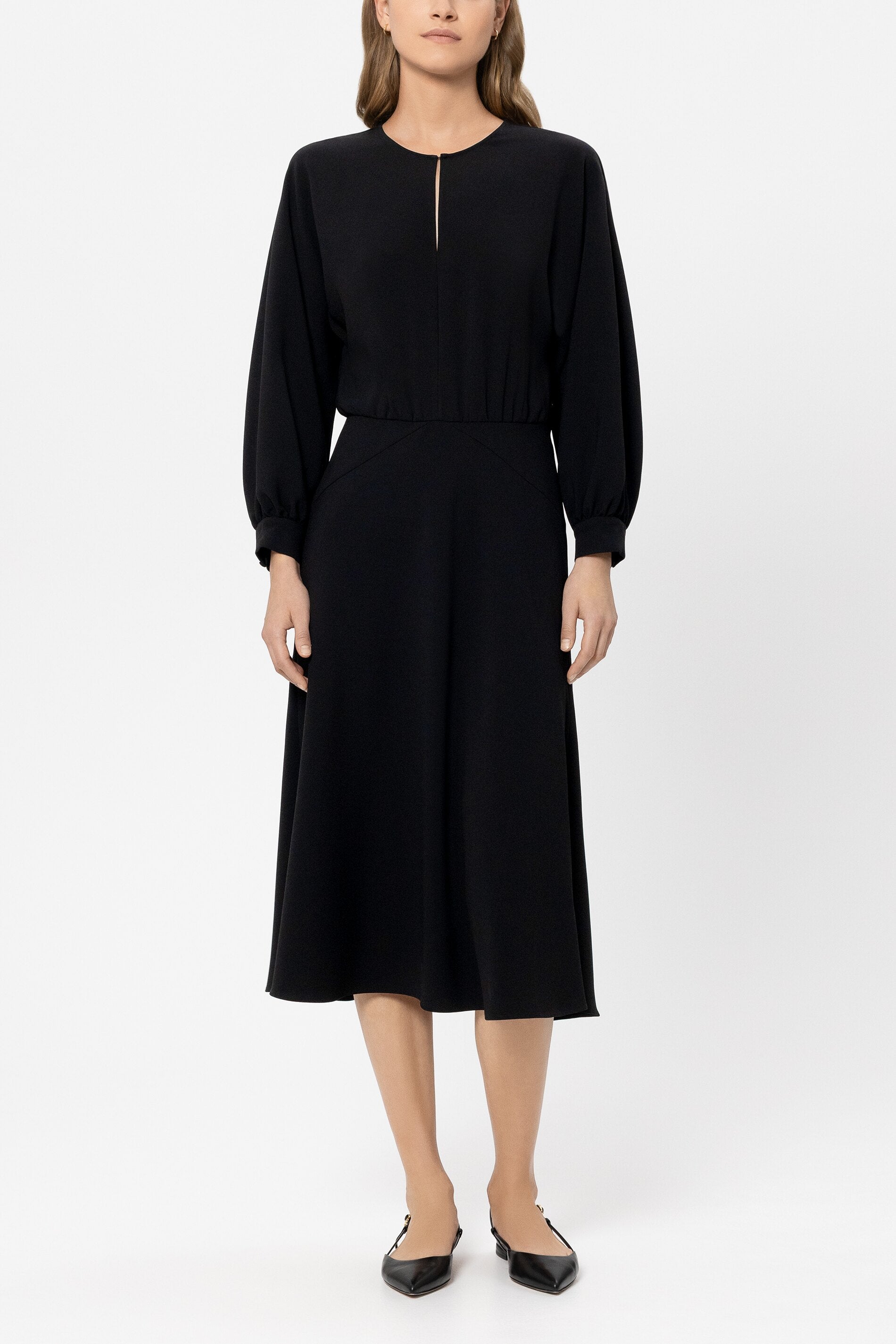 Midi dress with kimono sleeves - black - Standard Midi dress with kimono sleeves - black - Standard