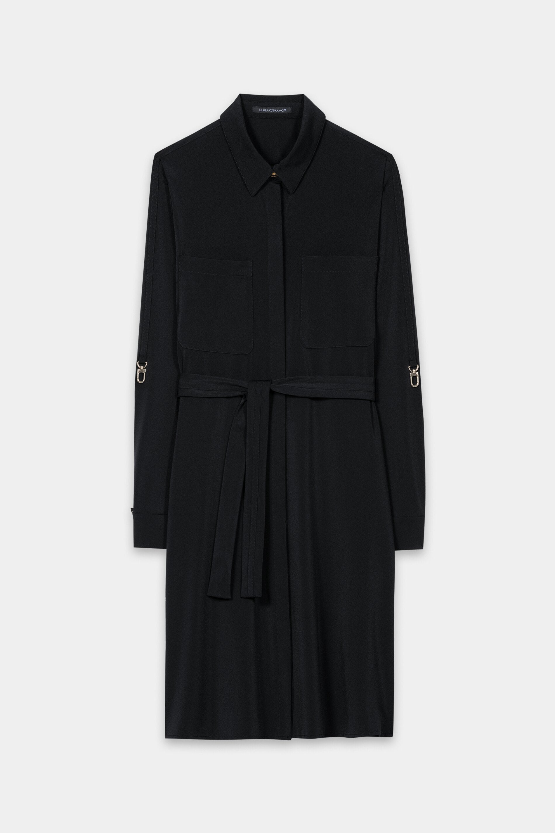 Softshell- Hemdblusenkleid - pure black - Standard | Artikel Front