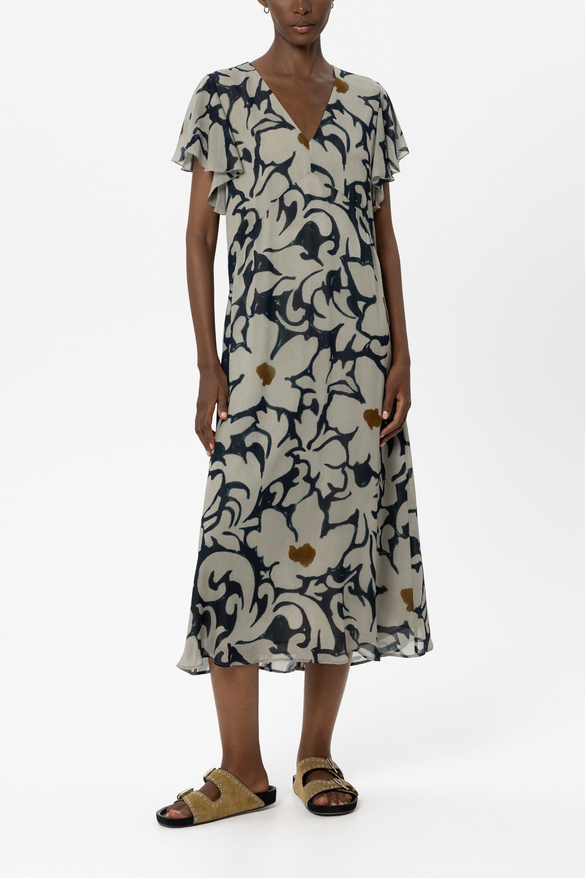 Maxikleid mit Flower-Print - tinted blue / multi - Standard | Model Front