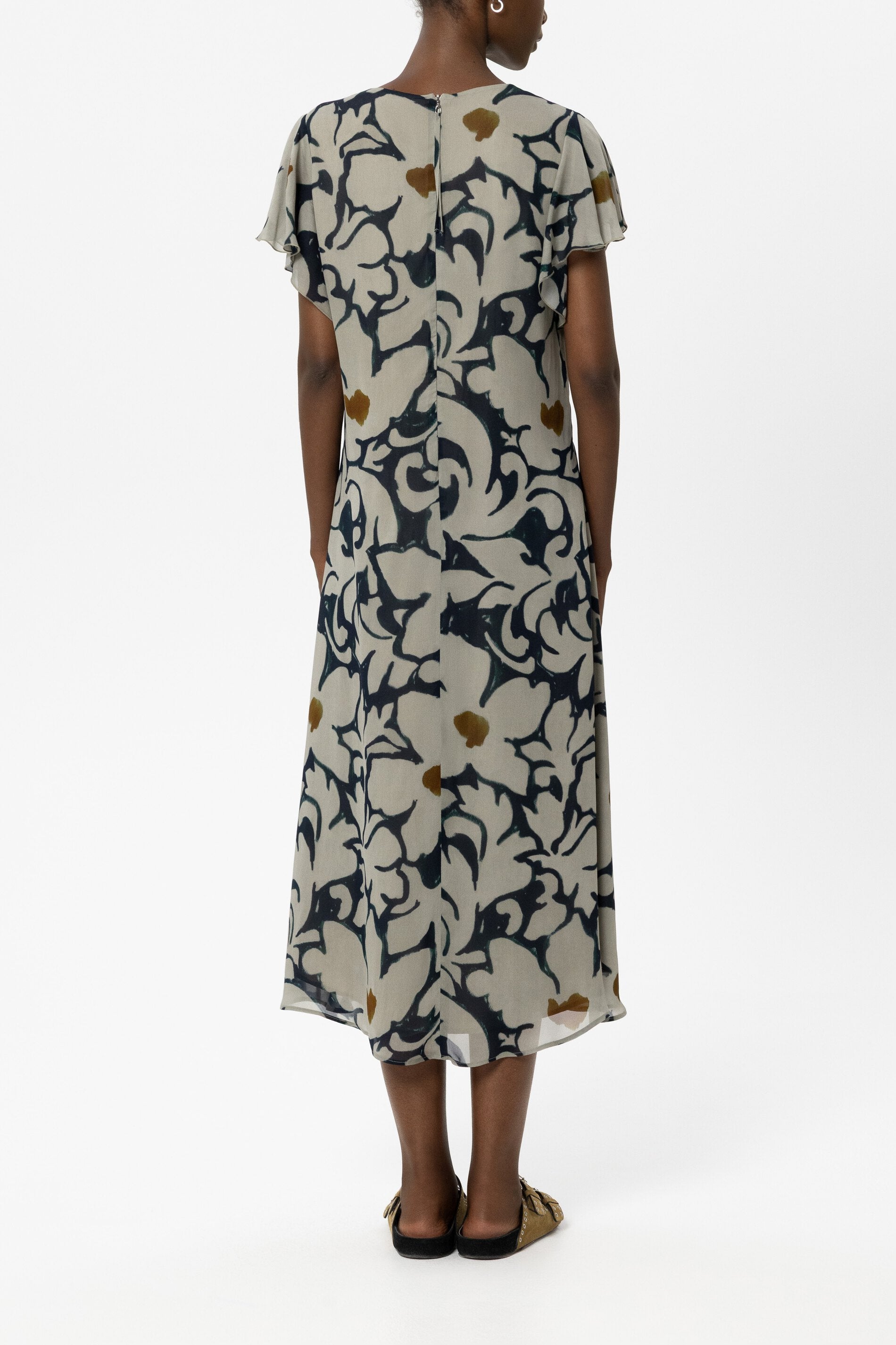 Maxikleid mit Flower-Print - tinted blue / multi - Standard | Model Rück