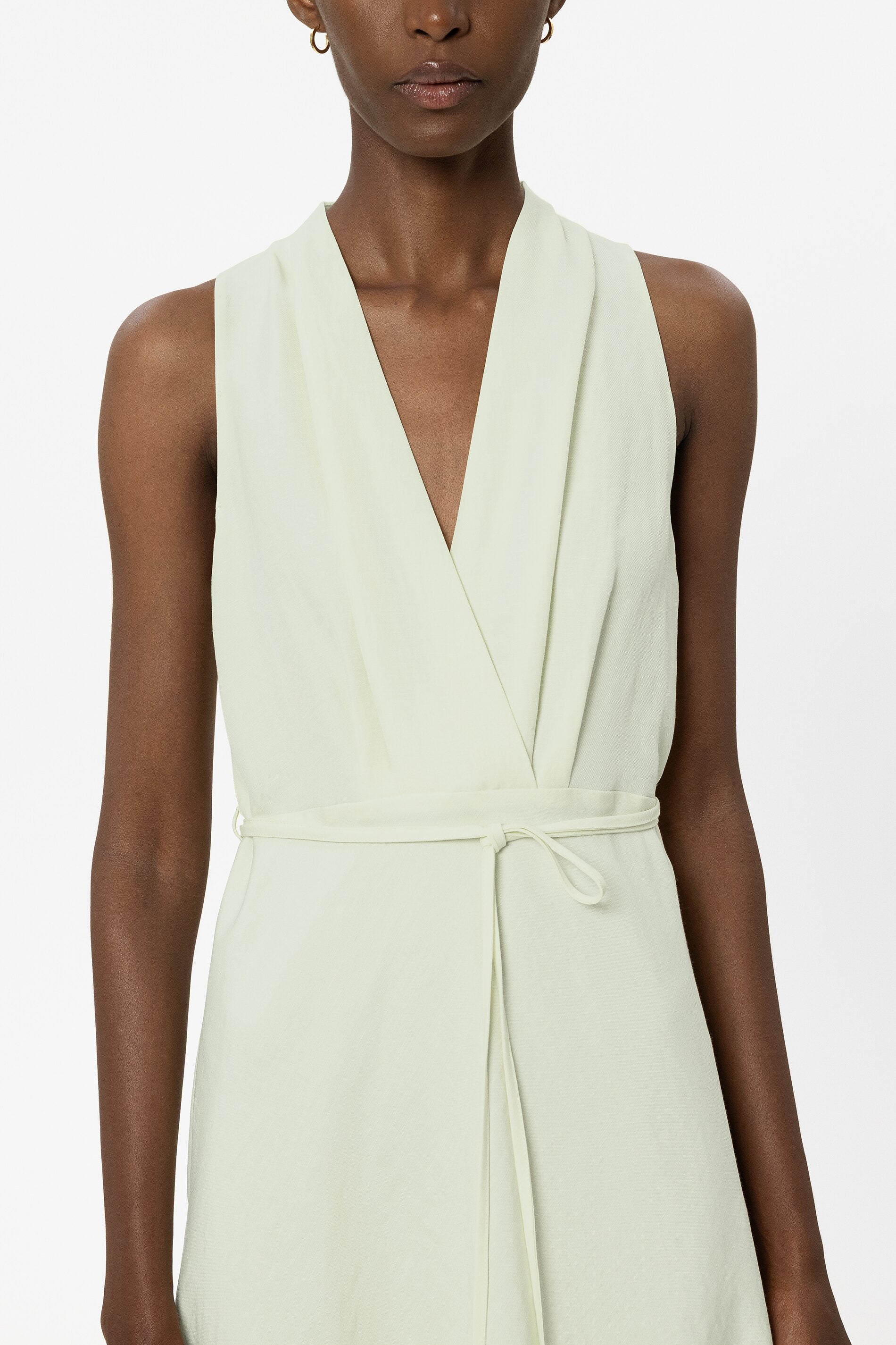 Midikleid aus Leinen-Mix - pistachio - Standard | Model Detail