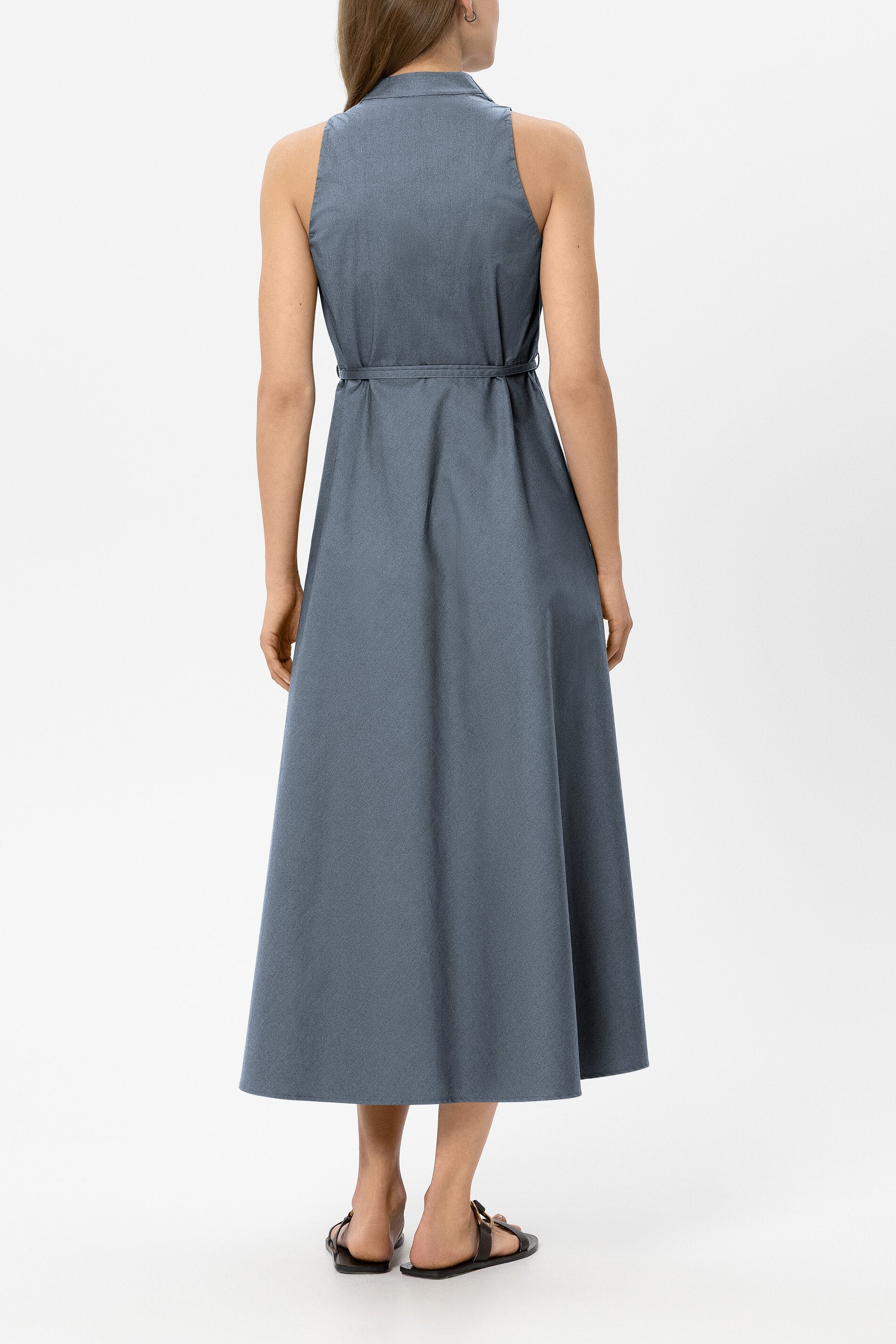 Gabardine-Neckholderkleid - tinted blue - Standard | Model Rück