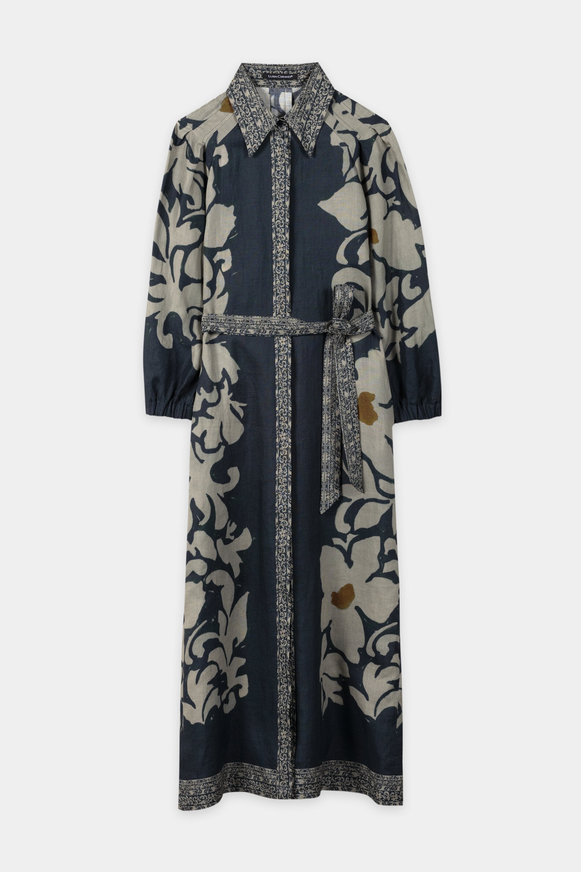 Ramie-Kleid mit Flower-Print - tinted blue / multi - Standard | Artikel Front