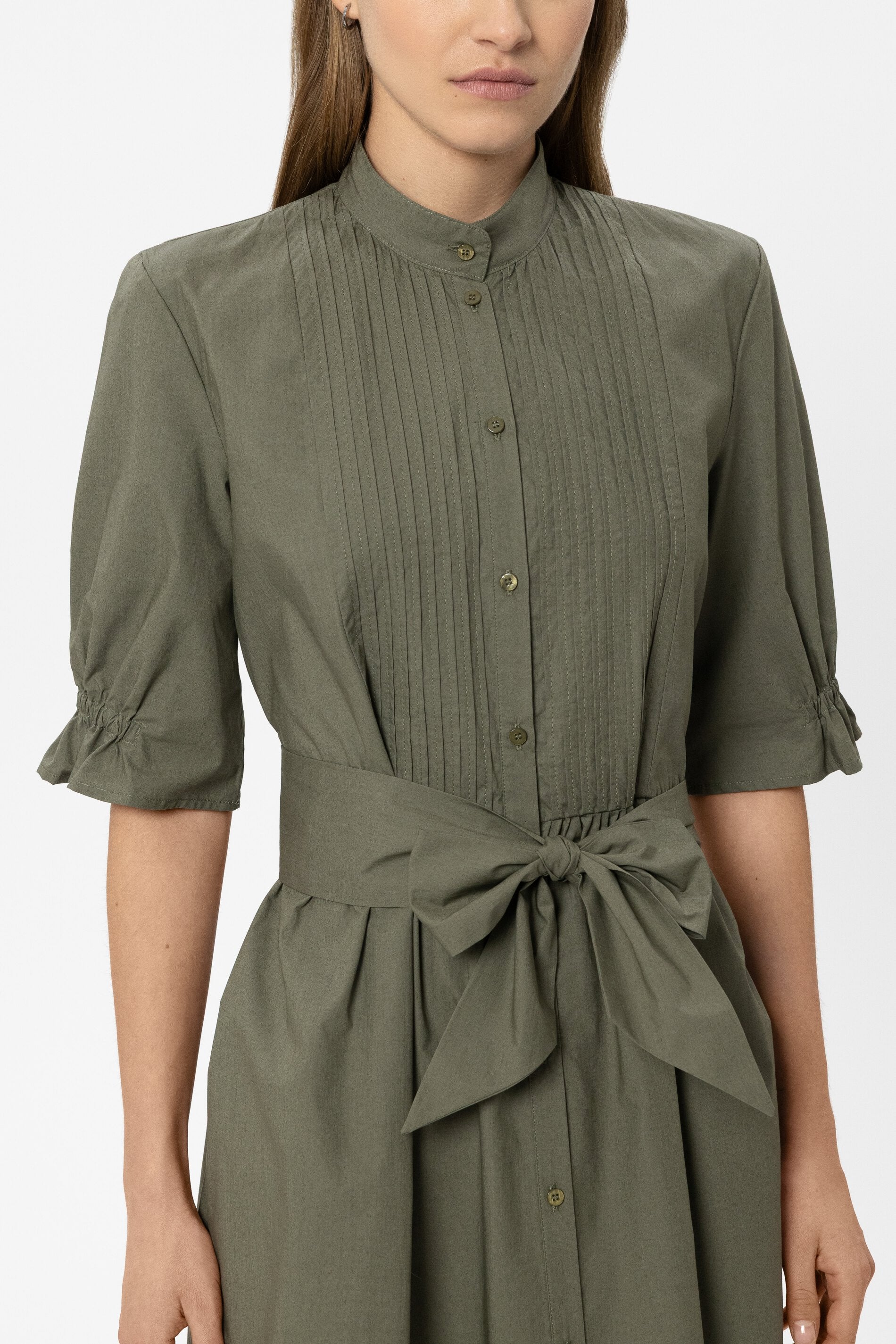 Baumwoll-Hemdblusenkleid - khaki - Standard | Model Detail