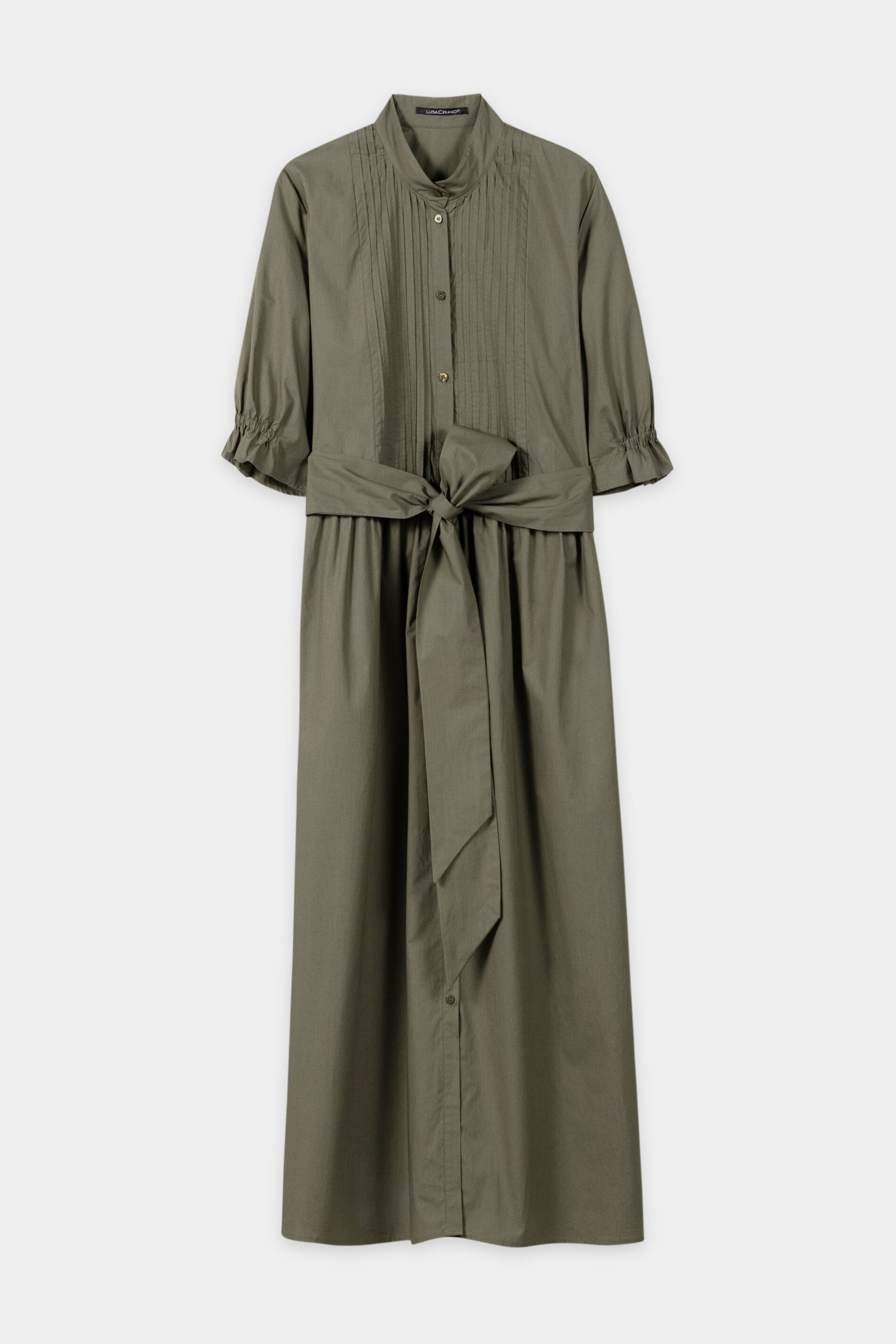 Baumwoll-Hemdblusenkleid - khaki - Standard | Artikel Front