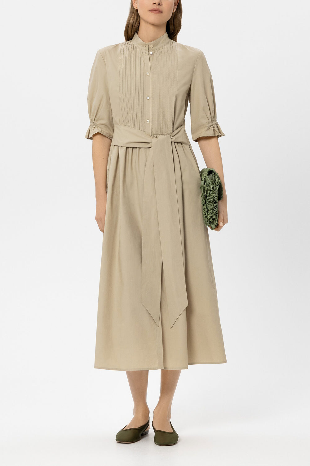 Baumwoll-Hemdblusenkleid - sand - Standard