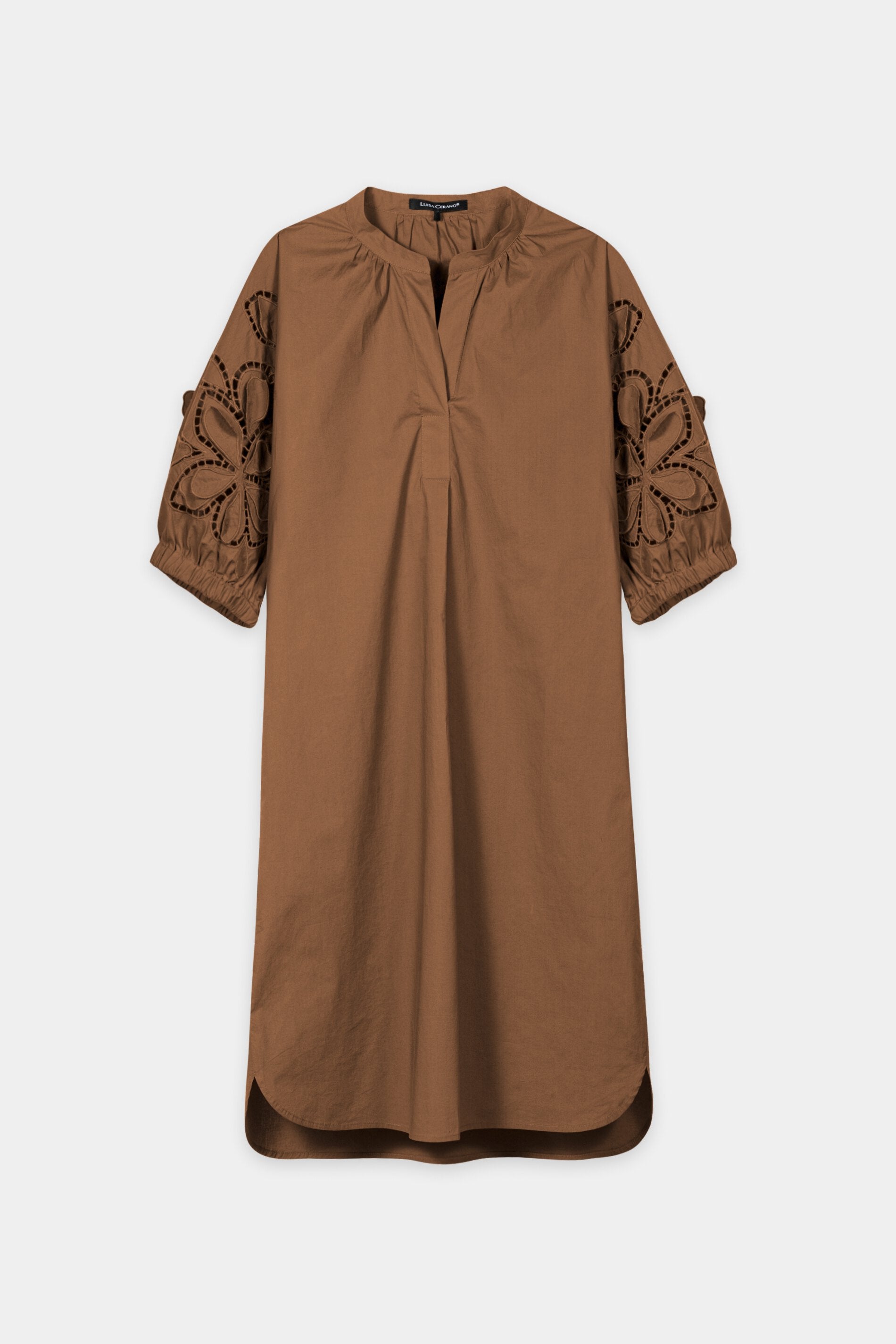 Midi-Kleid mit Lochstickerei - dark terracotta - Standard | Artikel Front