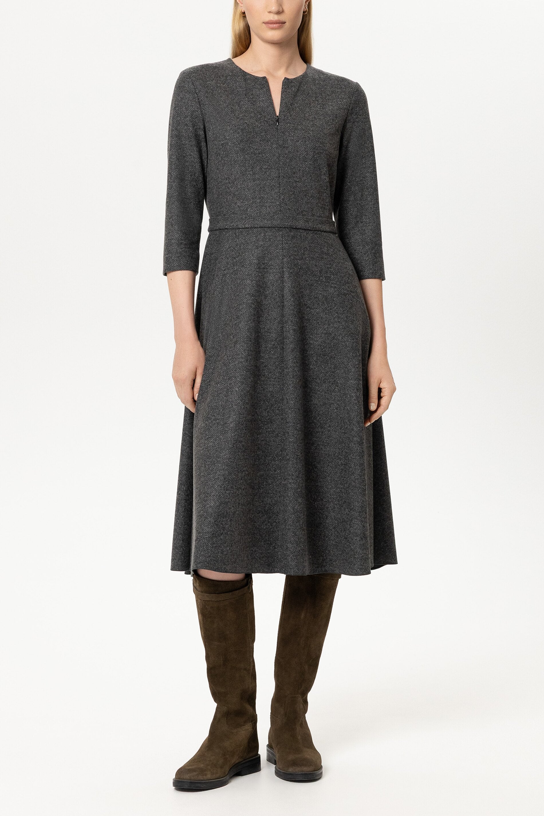 Midikleid aus Punto-Milano - anthracite - Standard | Model Front