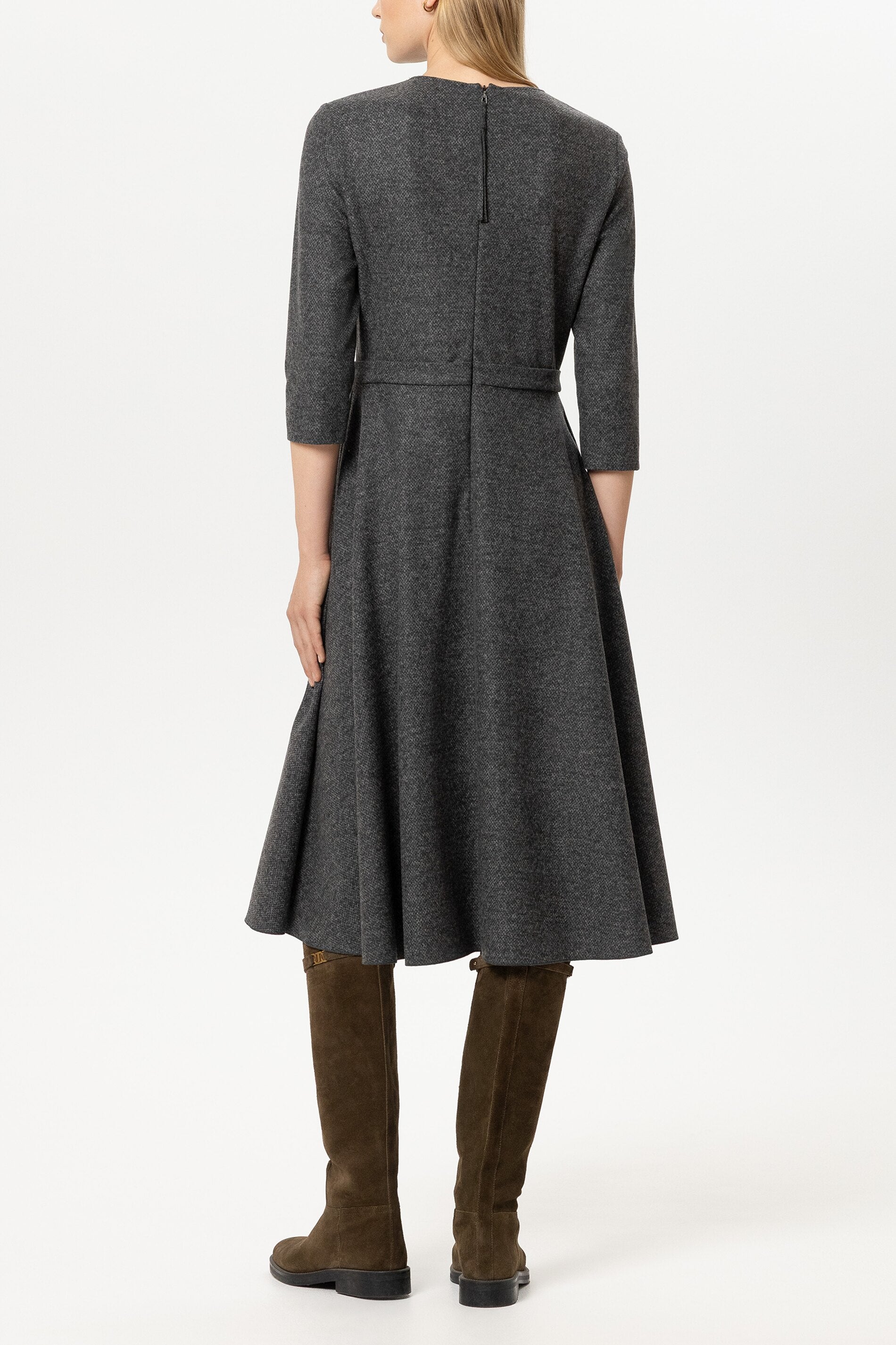 Midikleid aus Punto-Milano - anthracite - Standard | Model Rück