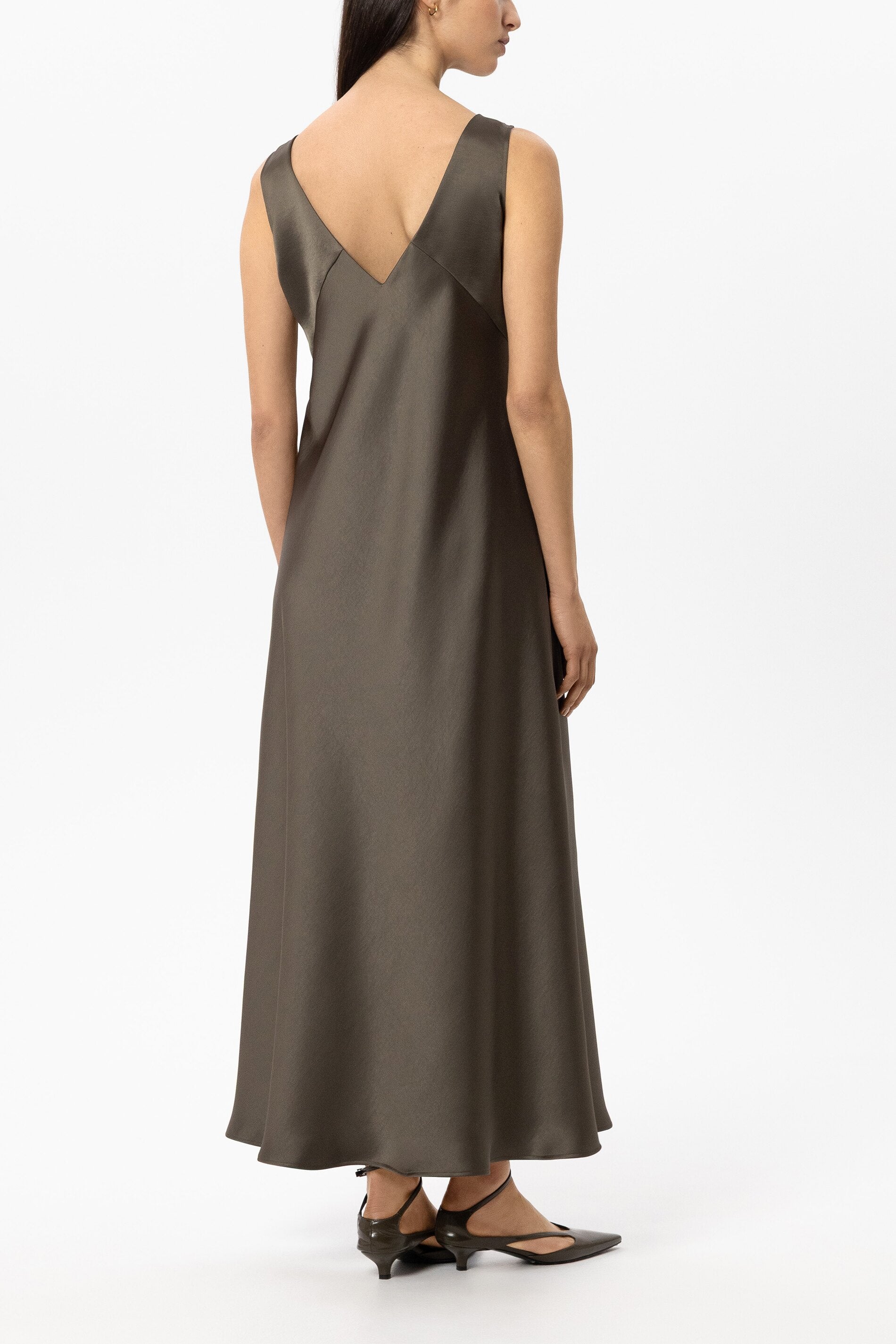Satin-Shiftdress - muskat - Standard | Model Rück