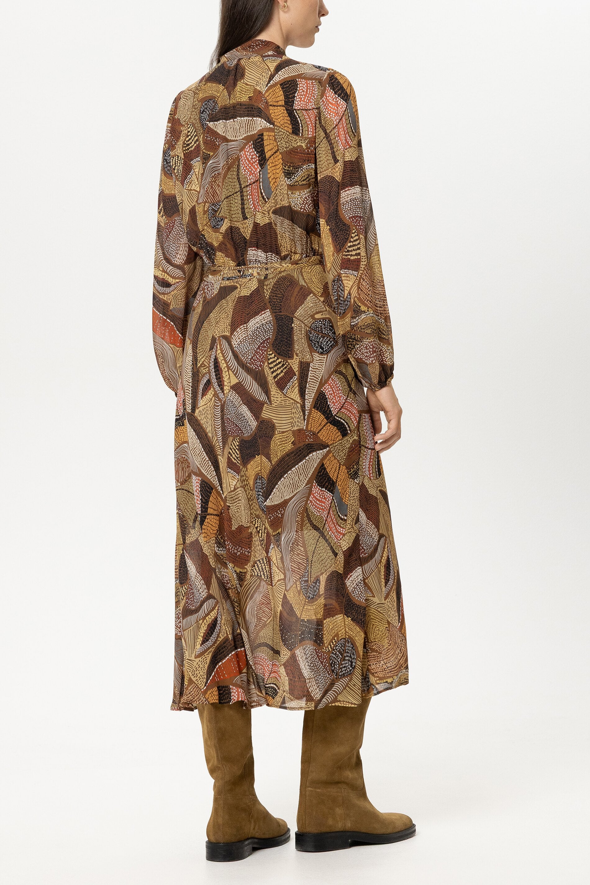Boho-Kleid mit Ethnic-Print - caramel - Standard | Model Rück