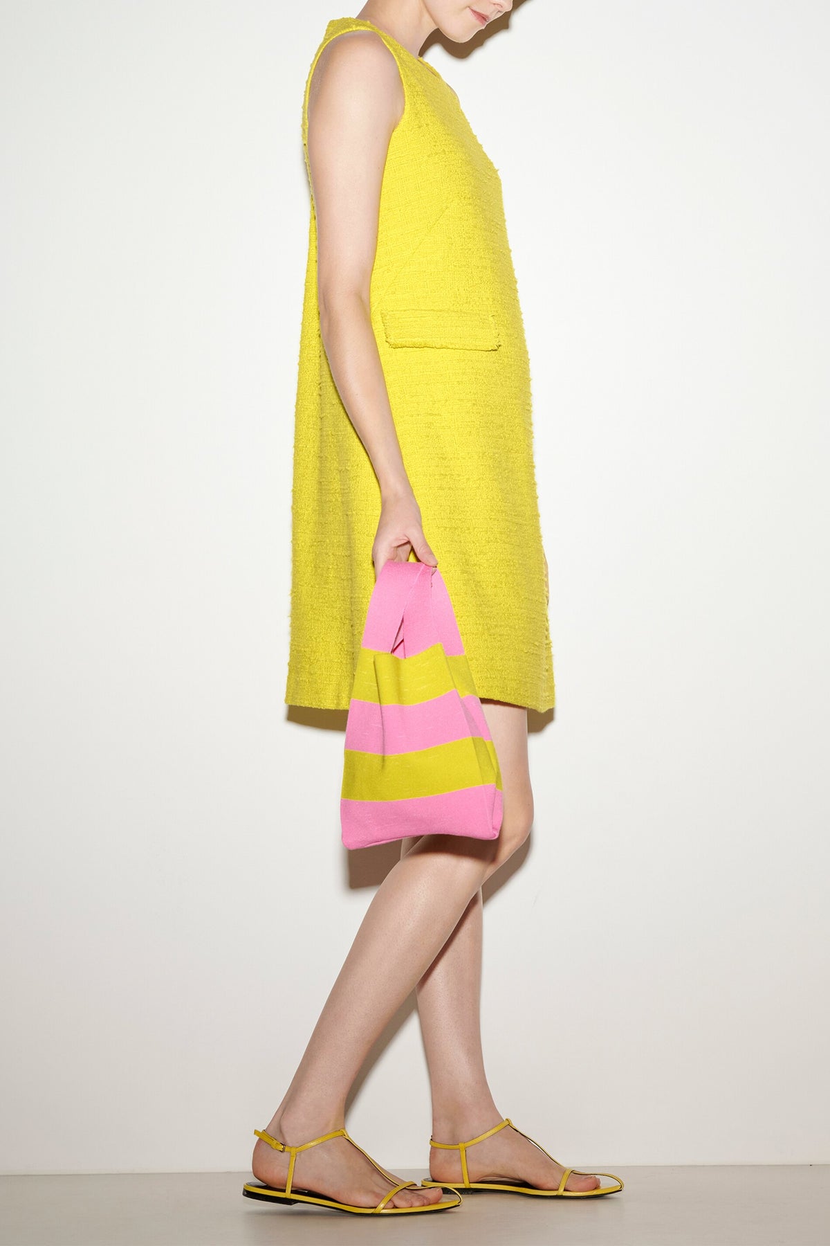 Shiftdress in Tweed-Optik - lemon - Standard | Model Seite