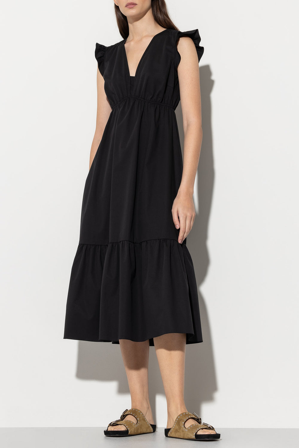 Volant-Kleid mit Cu-Sleeve - deep black - Standard