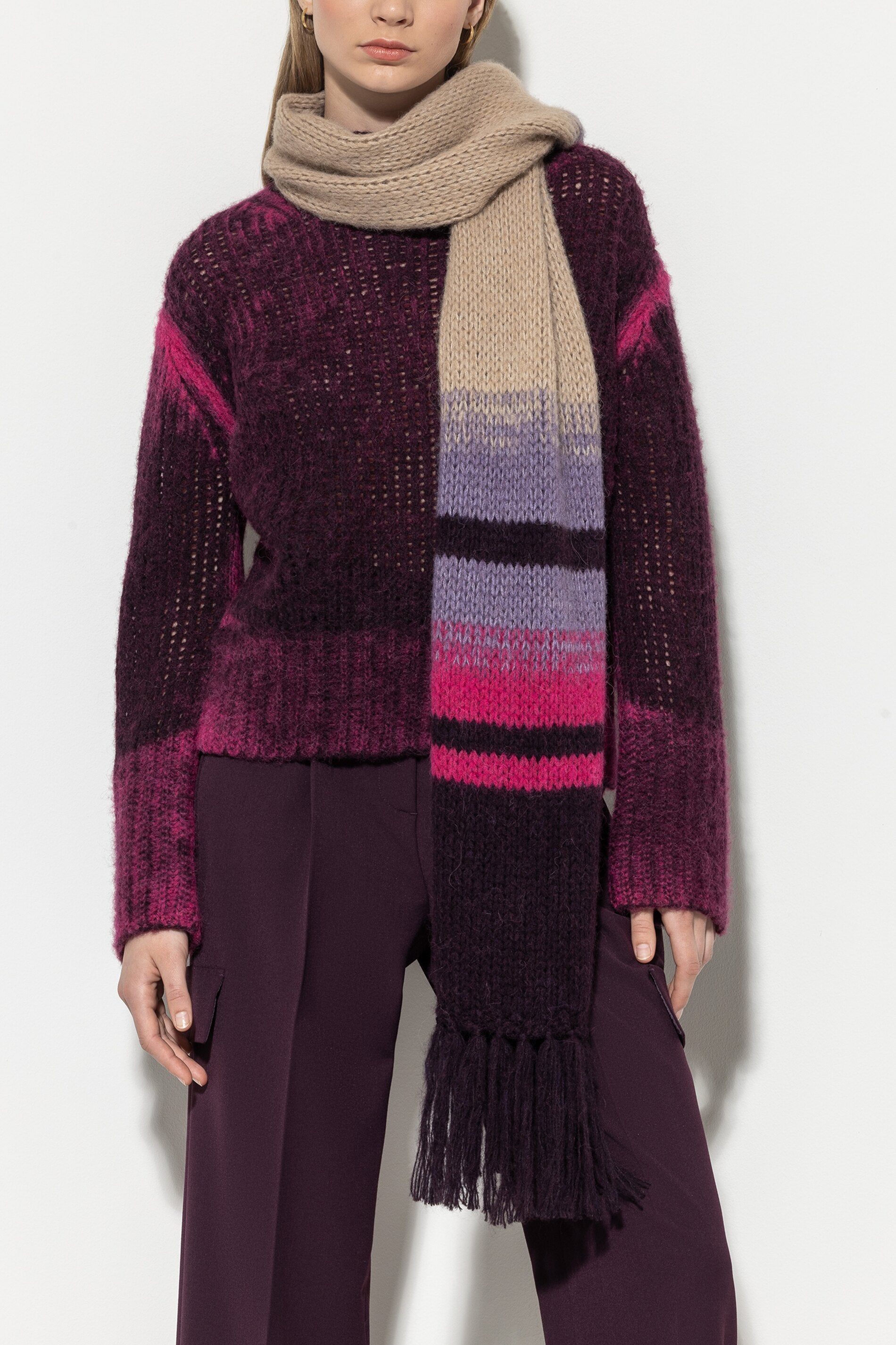 Schal mit Fancy-Stripe - multi - Standard | Model Front