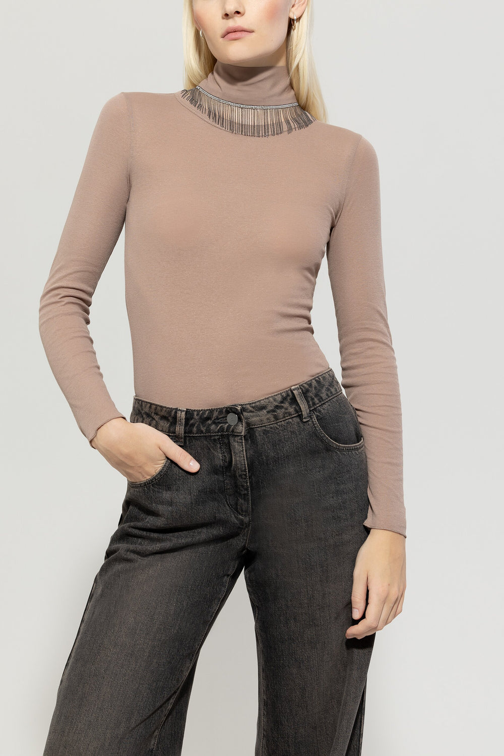 Foulard avec franges en chaîne - mushroom - Standard