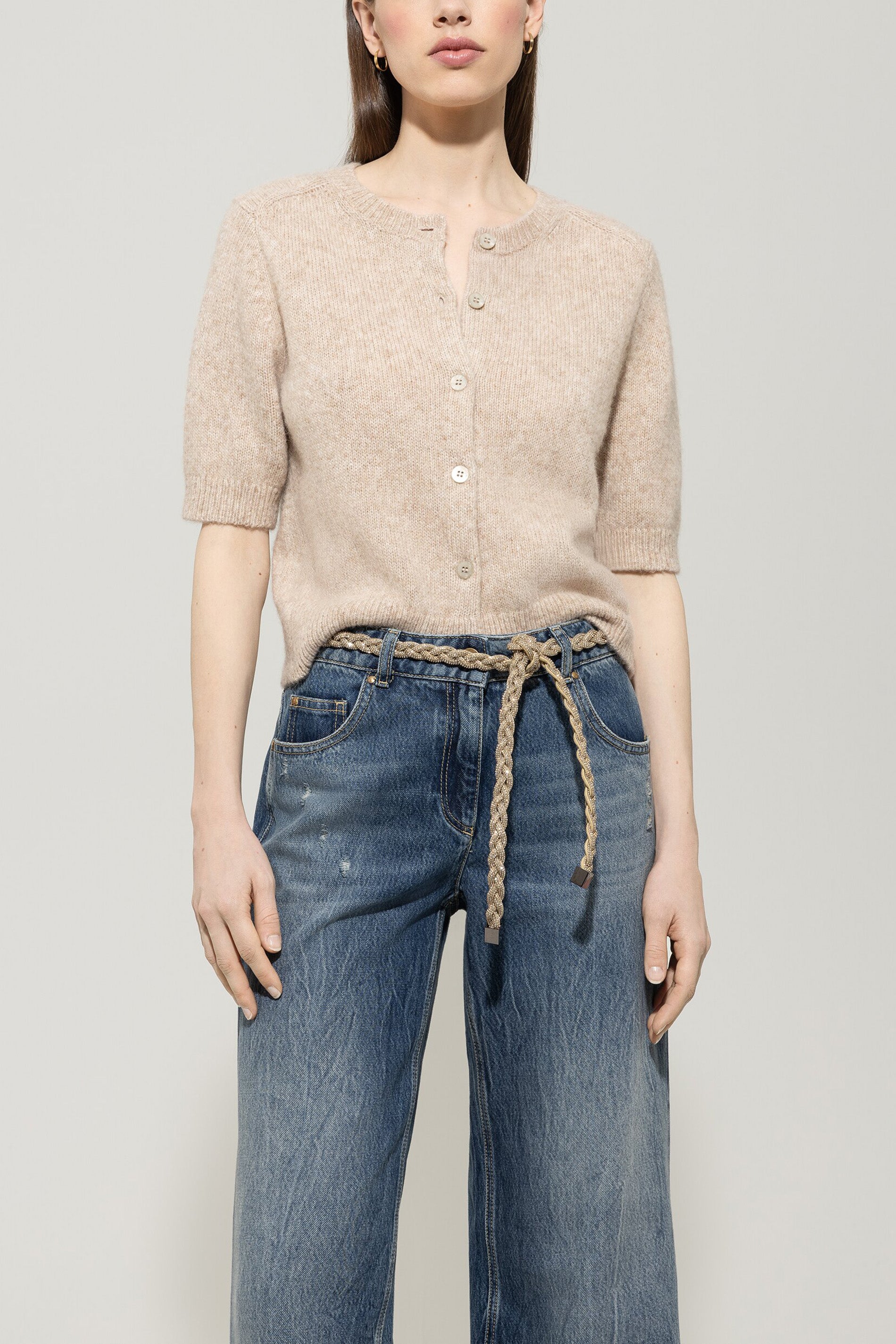 Gürtel in Flecht-Optik - biscuit - Standard | Model Front