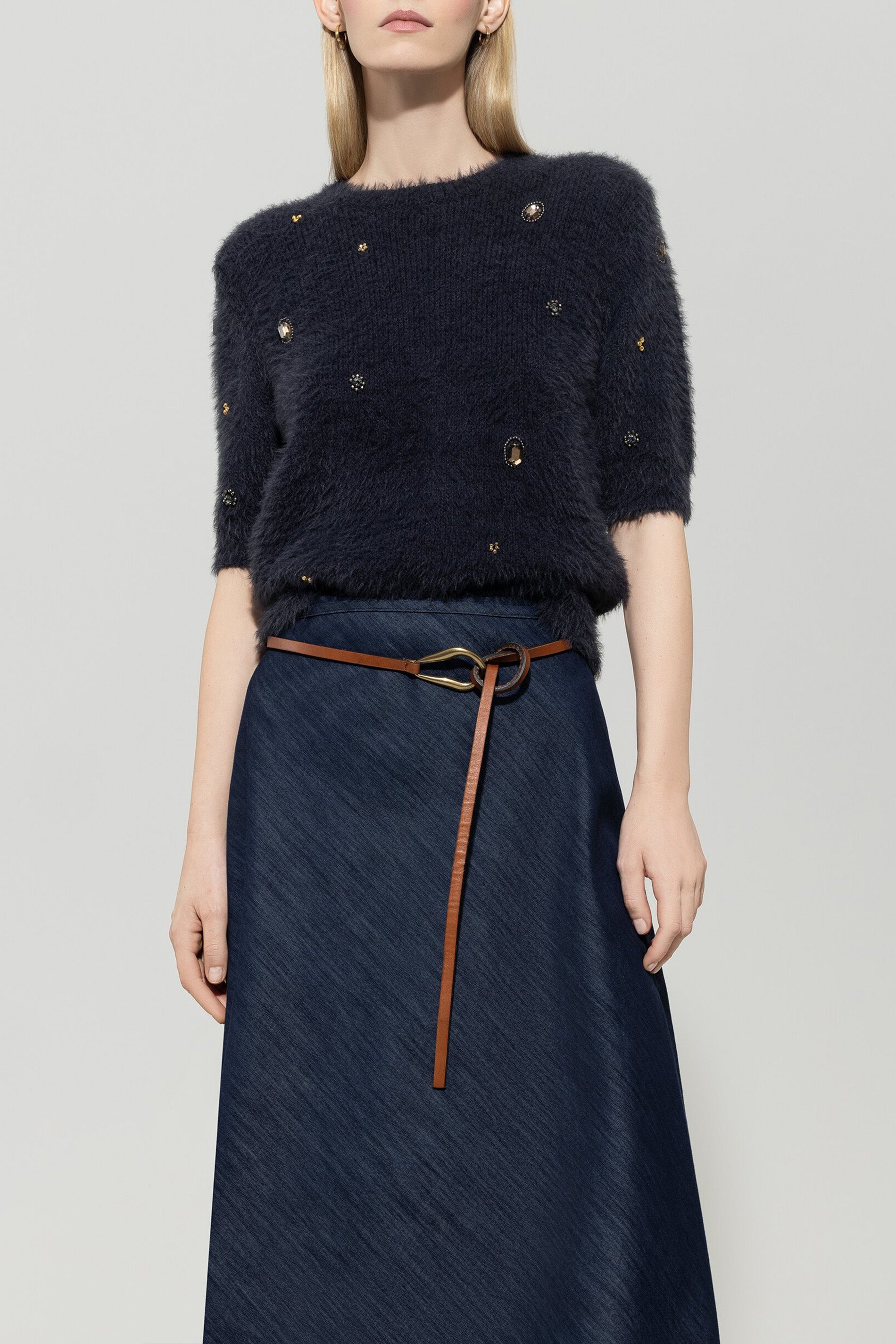 Ledergürtel mit Deko-Schnalle - cinnamon - Standard | Model Front