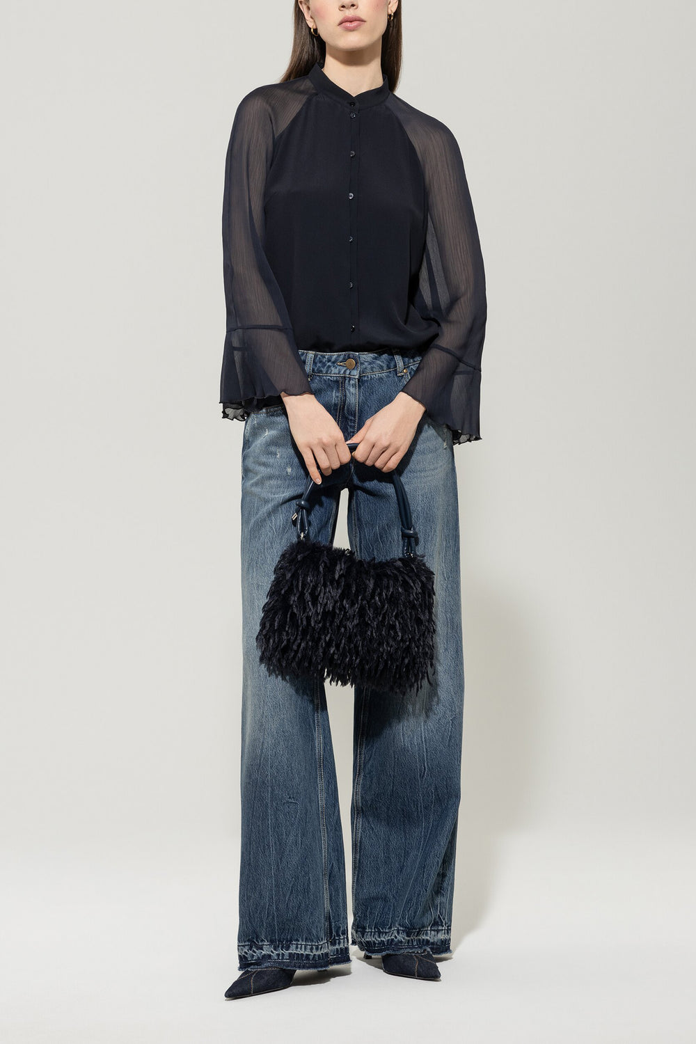 Sac imitation fourrure - bleu foncé - standard