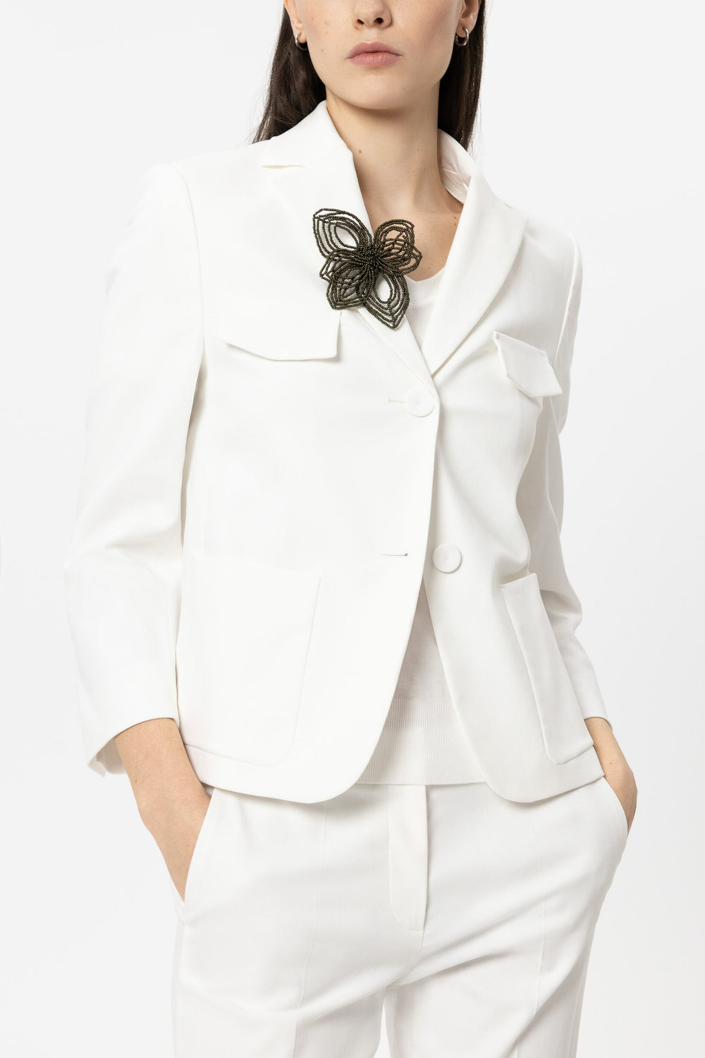 Flower brooch - khaki - Standard