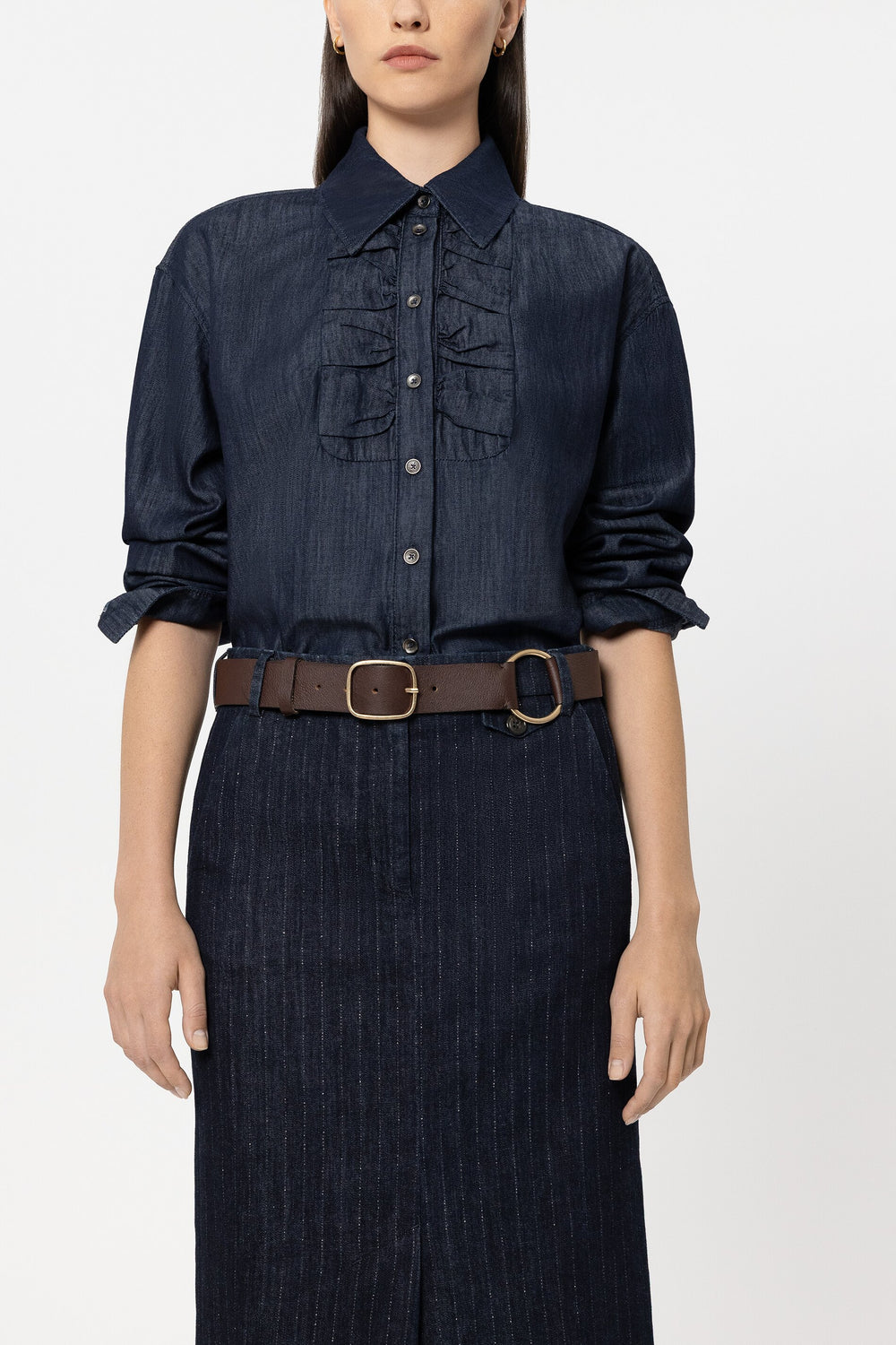 Leather belt with ring detail - vintage brown - Standard