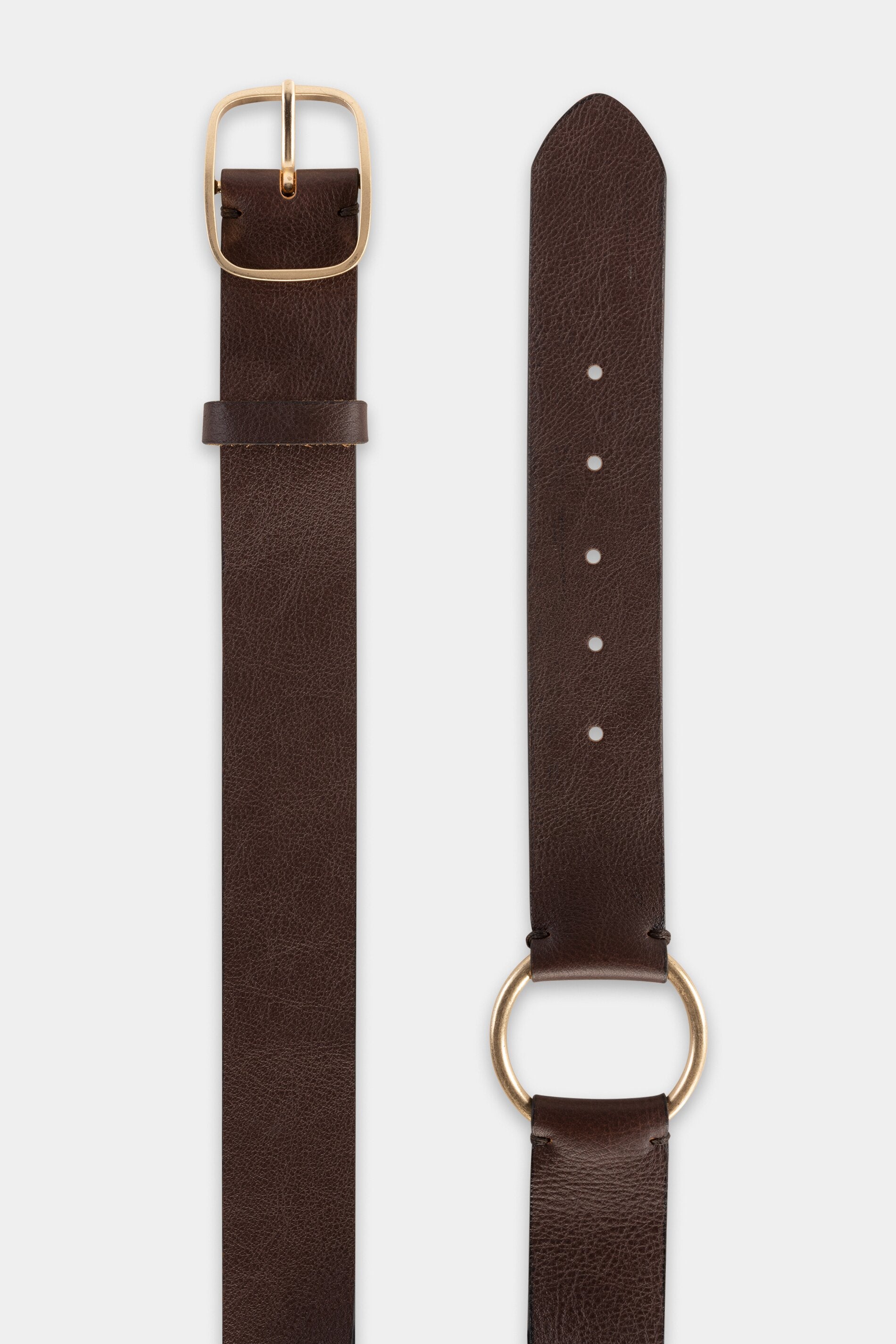 Ledergürtel mit Ring-Detail - vintage brown - Standard | Model Seite