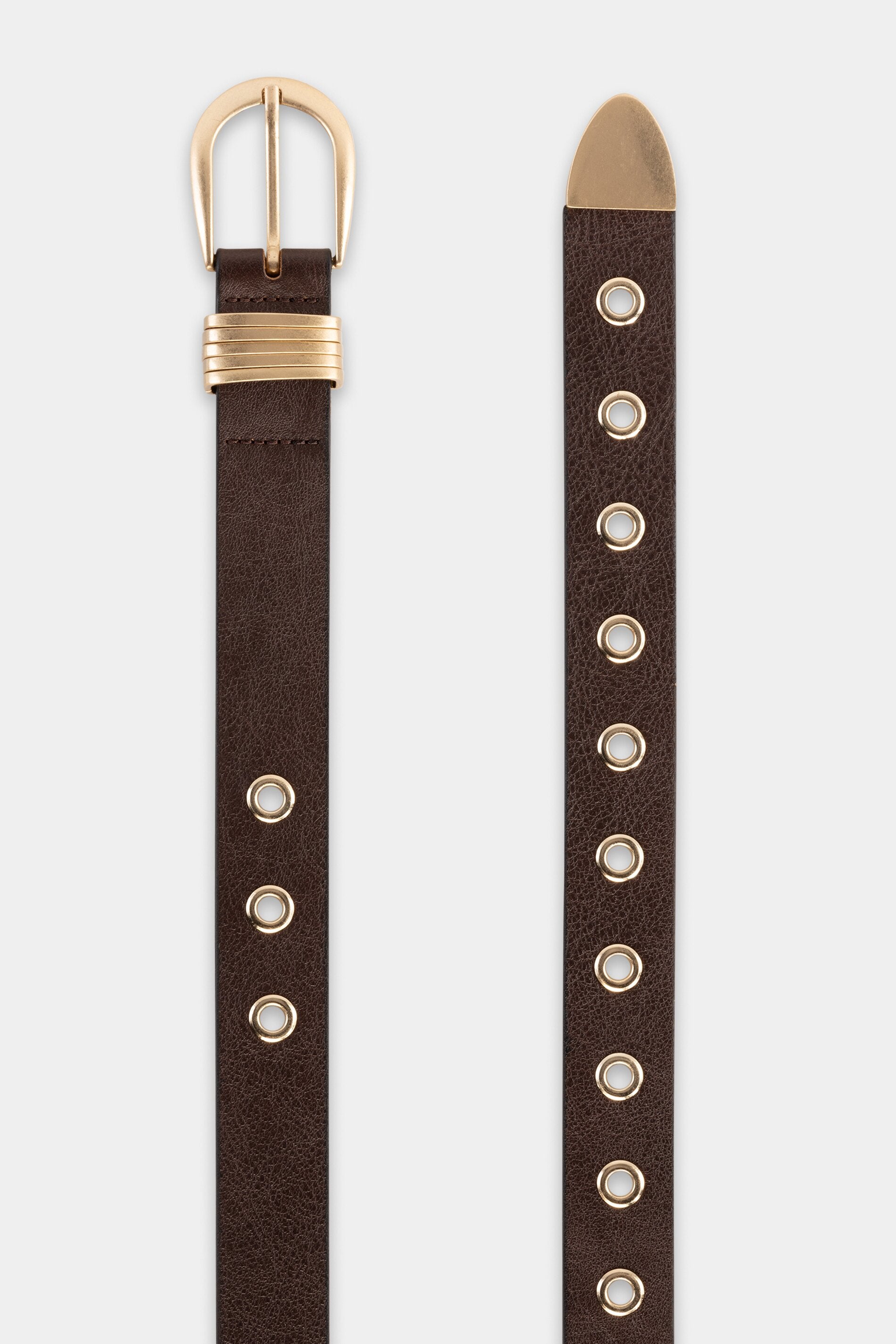 Ledergürtel mit Nieten-Detail - vintage brown - Standard | Model Seite