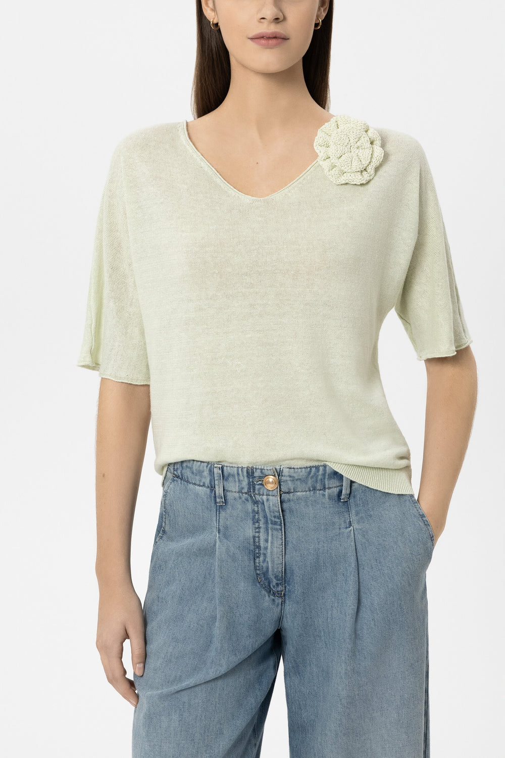 Blumen-Brosche - pistachio - Standard