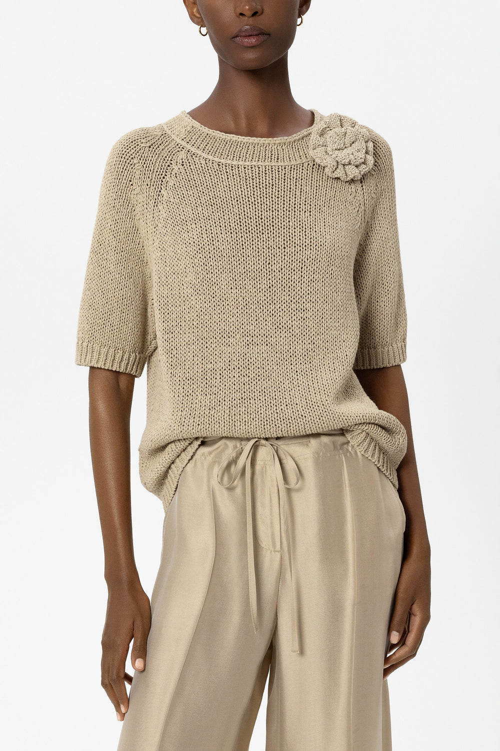 Blumen-Brosche - sand - Standard