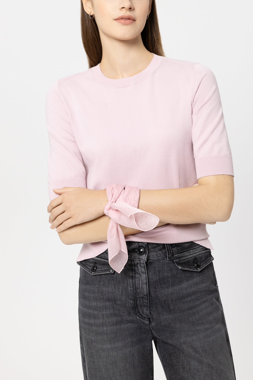 Scarf with glittering stones - creamy blush - Standard