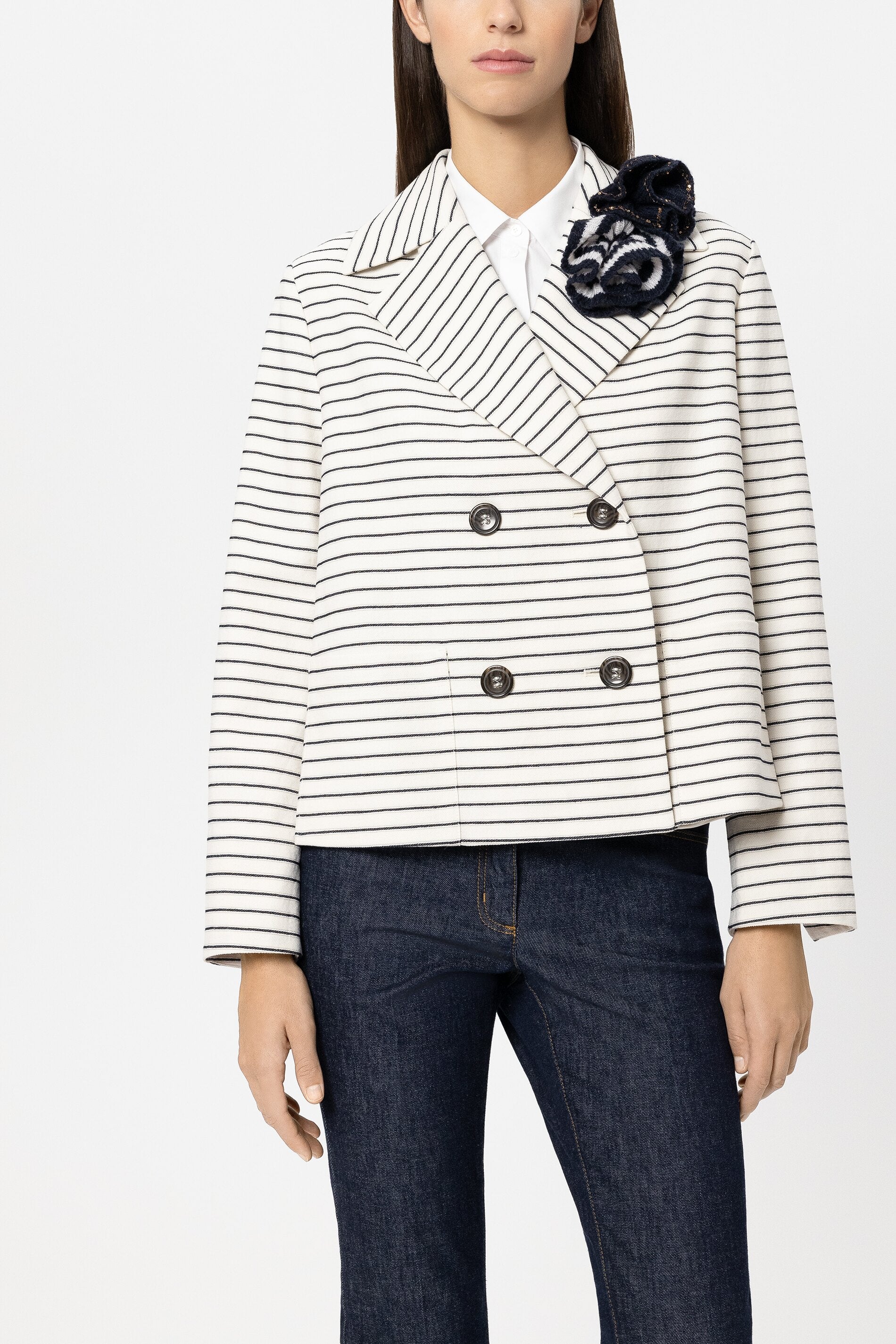 Strick-Brosche - navy blue / cream - Standard | Model Front