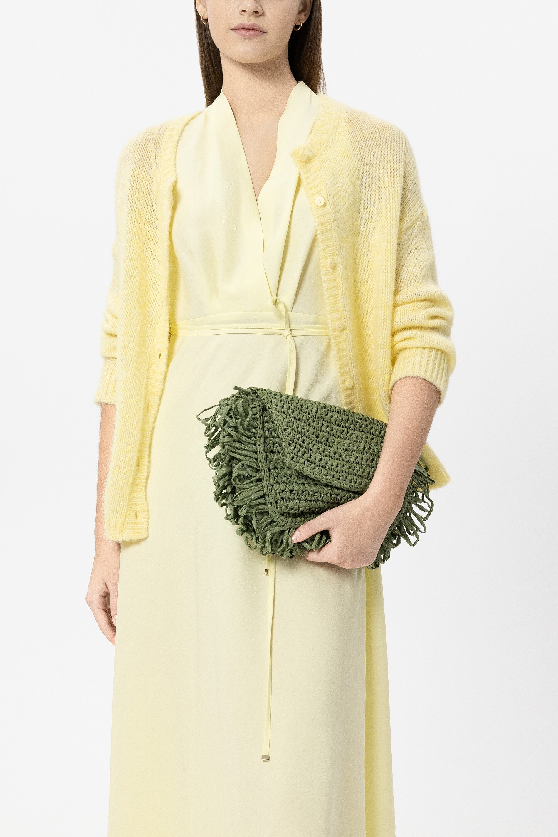 Boho-Bast-Tasche - moss green - Standard | Model Front