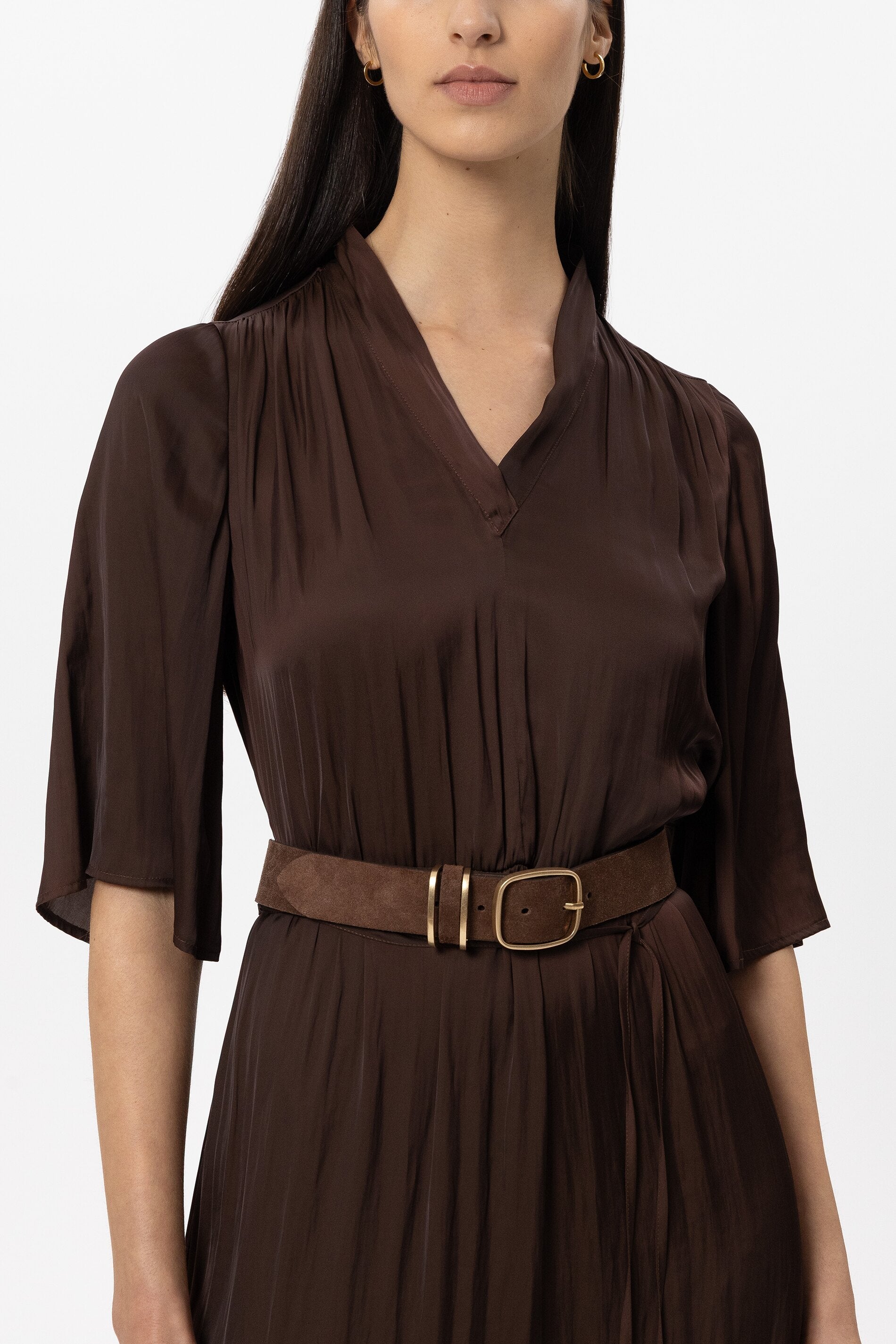 Ledergürtel mit Metalldetails - marone - Standard | Model Front